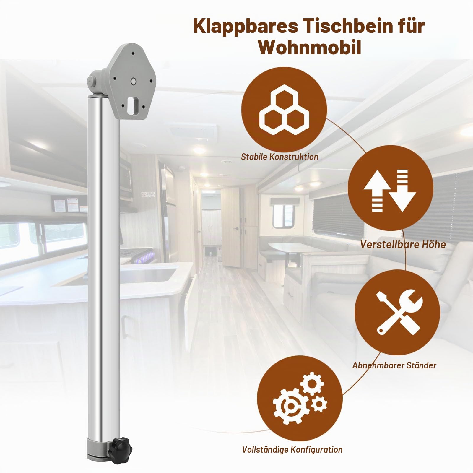 Removable Table Leg RV Accessories, Laptop Table Leg, 560-930 mm/22-36,6 Zoll, HöHenverstellbares Tischbein, Teleskopierbare KlappstüTze, Aluminiumlegierung FüR Wohnmobil, Caravan, Yacht