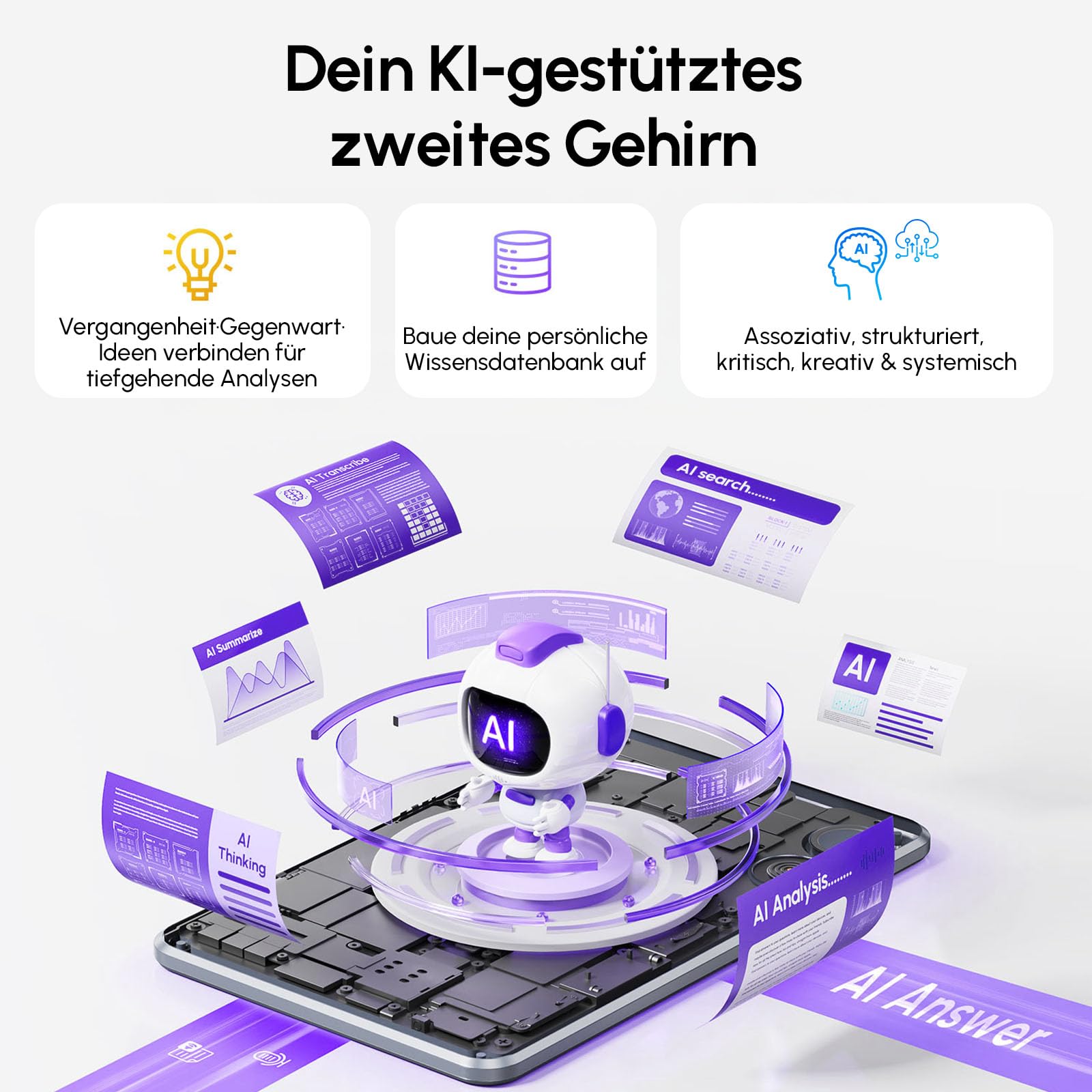 KI Diktiergerät mit Hülle – 64 GB, anskription & Zusammenfassung mit 71 Vorlagen, KI-Analyse, 112 Sprachen, für Meetings & Vorträge
