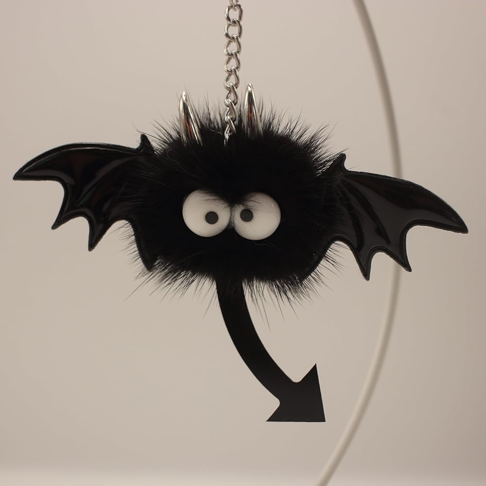 ZhichunLee Luxurious Water Mink Fur Bat Monster Bag Charm with