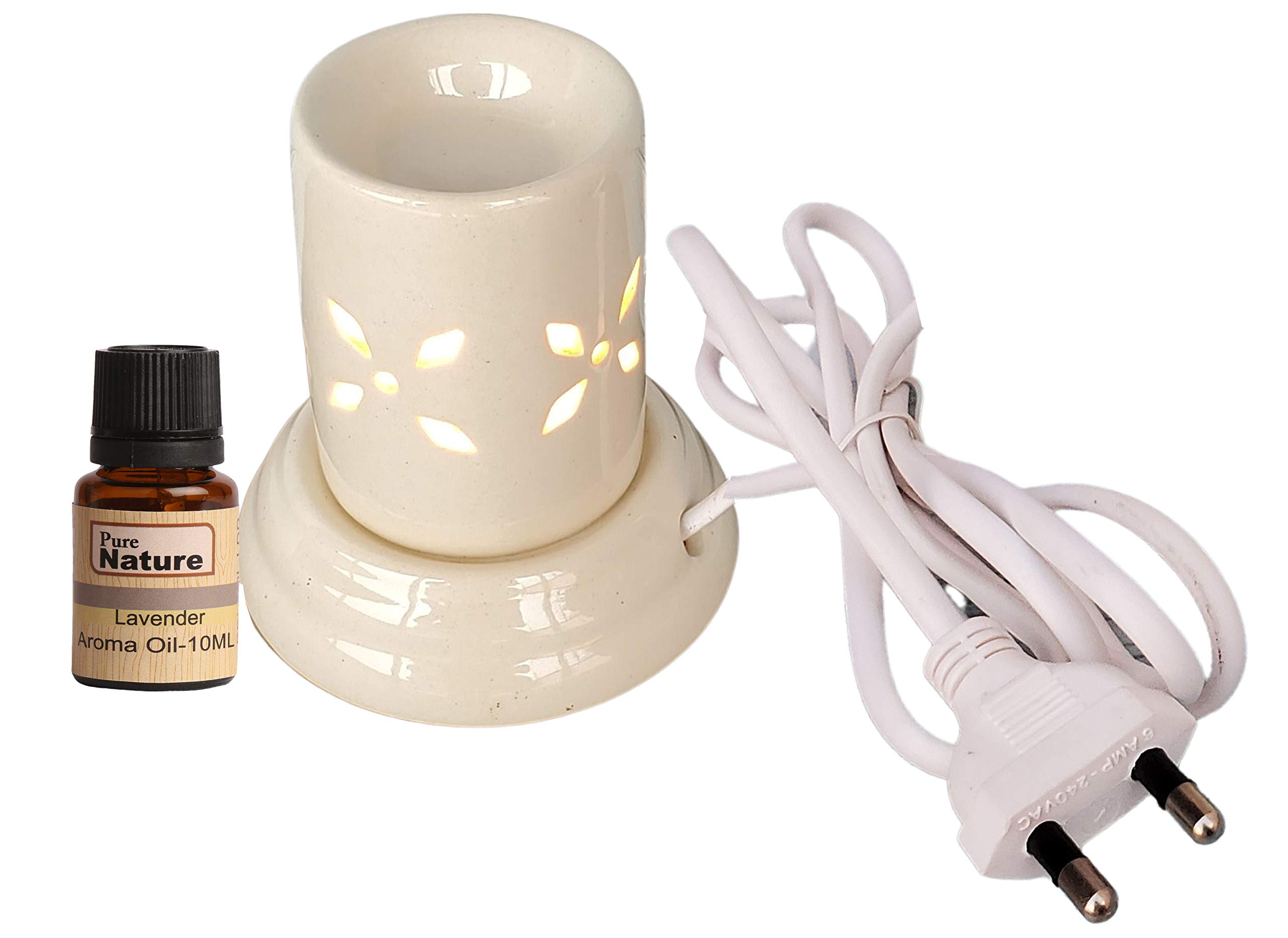 Pure Source India Ceramic Electric Aroma Diffuser for Home, Off White - (10 ml Lavender Fragrance) (B0925YHDR6) Amazon Price History, Amazon Price Tracker