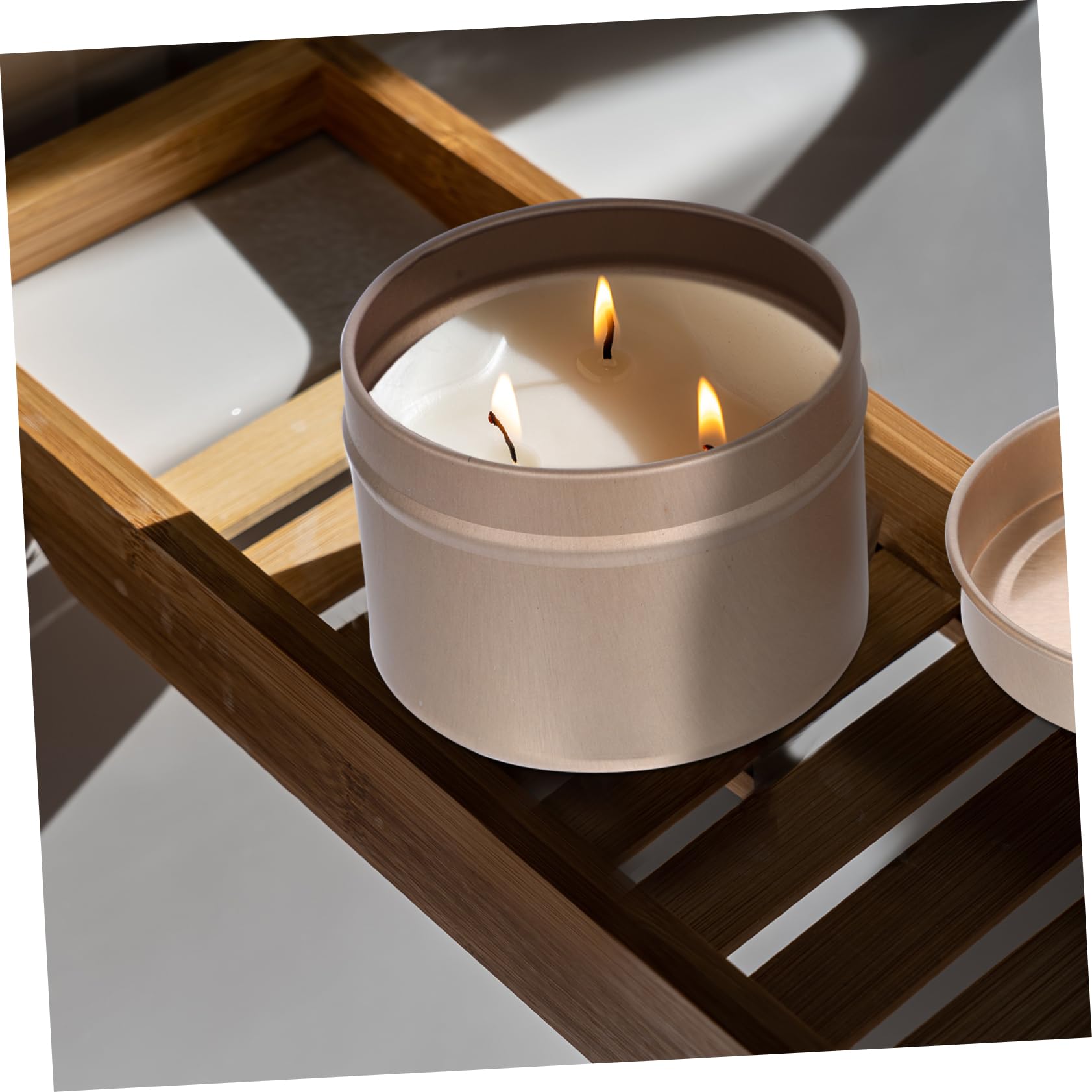 HOMSFOU 2 Sätze Roségold Kerzendosen Rund Auslaufsichere Nachfüllbare Candle Container Für DIY Kerzenherstellung Kosmetik Schmuckaufbewahrung Breiter Öffnung Vielseitig 12 Stück * 2