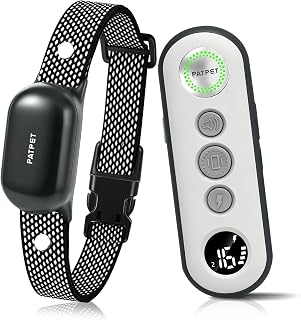 PATPET Collar de choque para perros con control remoto - Collar de entrenamiento seguro de 4000 pies | Collar de choque para perros de 8 a 120 libras, resistente al agua IPX7, 3 modos (pitido/vibración/choque), recargable para perros pequeños, medianos y grandes