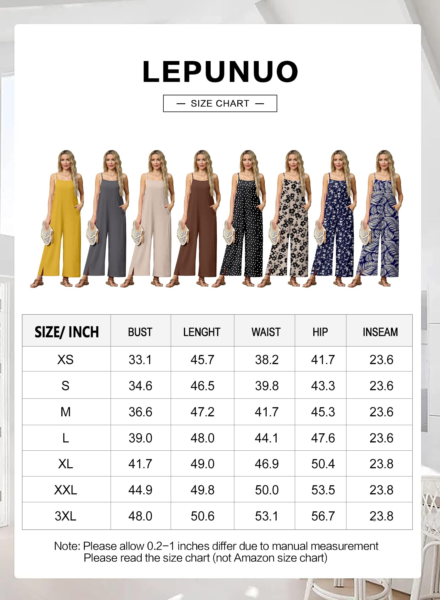 Lepunuo Tuta casual da donna, estiva, stile bohémien, a gamba larga, senza maniche, con tasche
