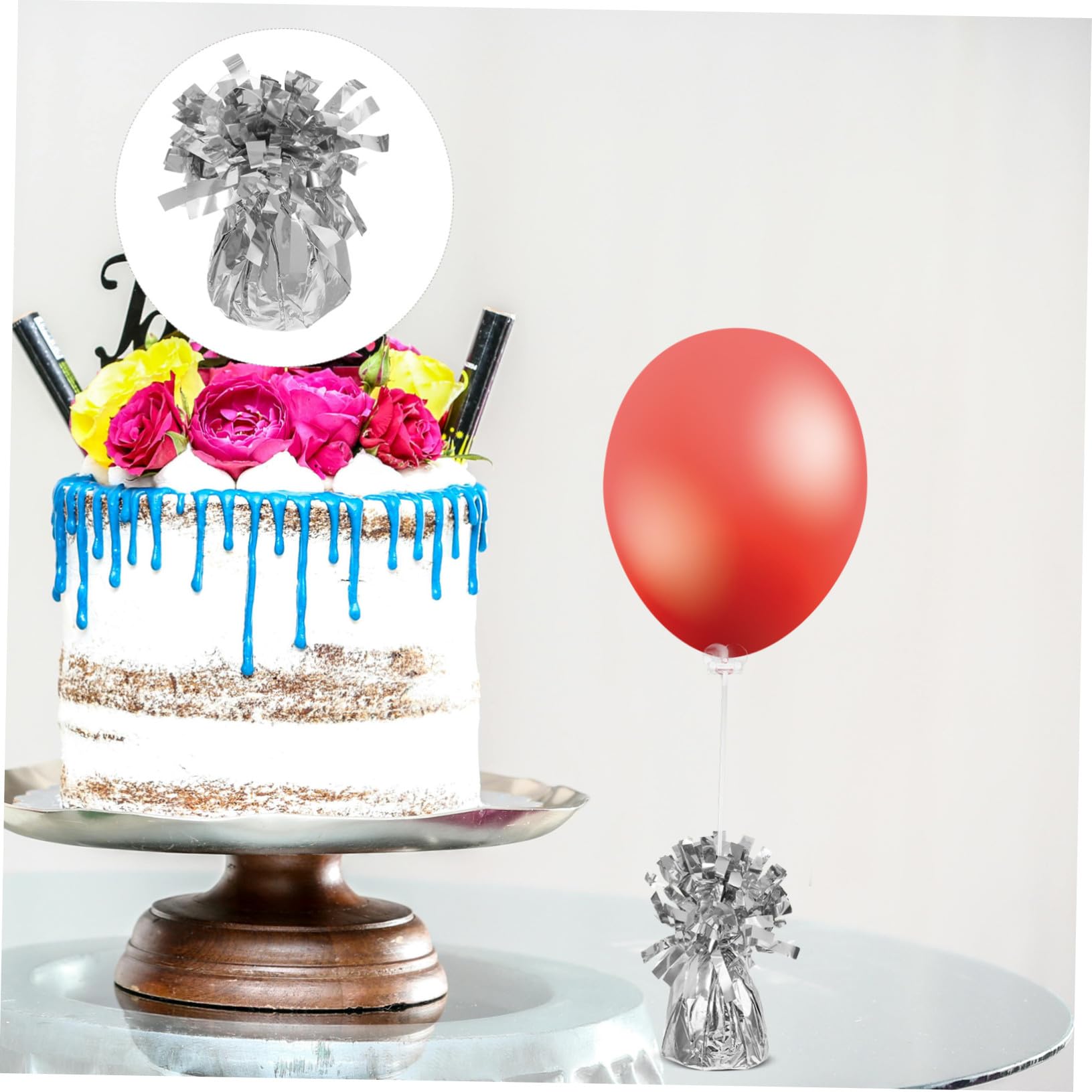 6 Stück Ballongewichte in Silber für Hochzeiten und Partys | Pvc mit Zement, Leicht zu Verwenden, Dekorativer Akzent für Themenfeiern und Geburtstage