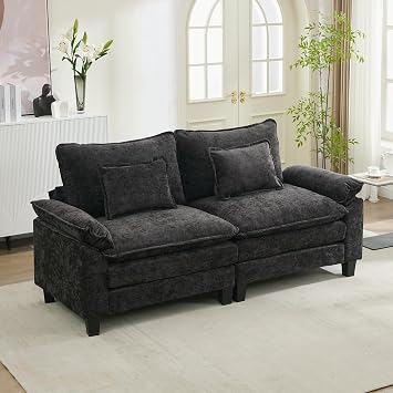 URRED Oversized Modular Sectional Sofa,Black87" I Shaped