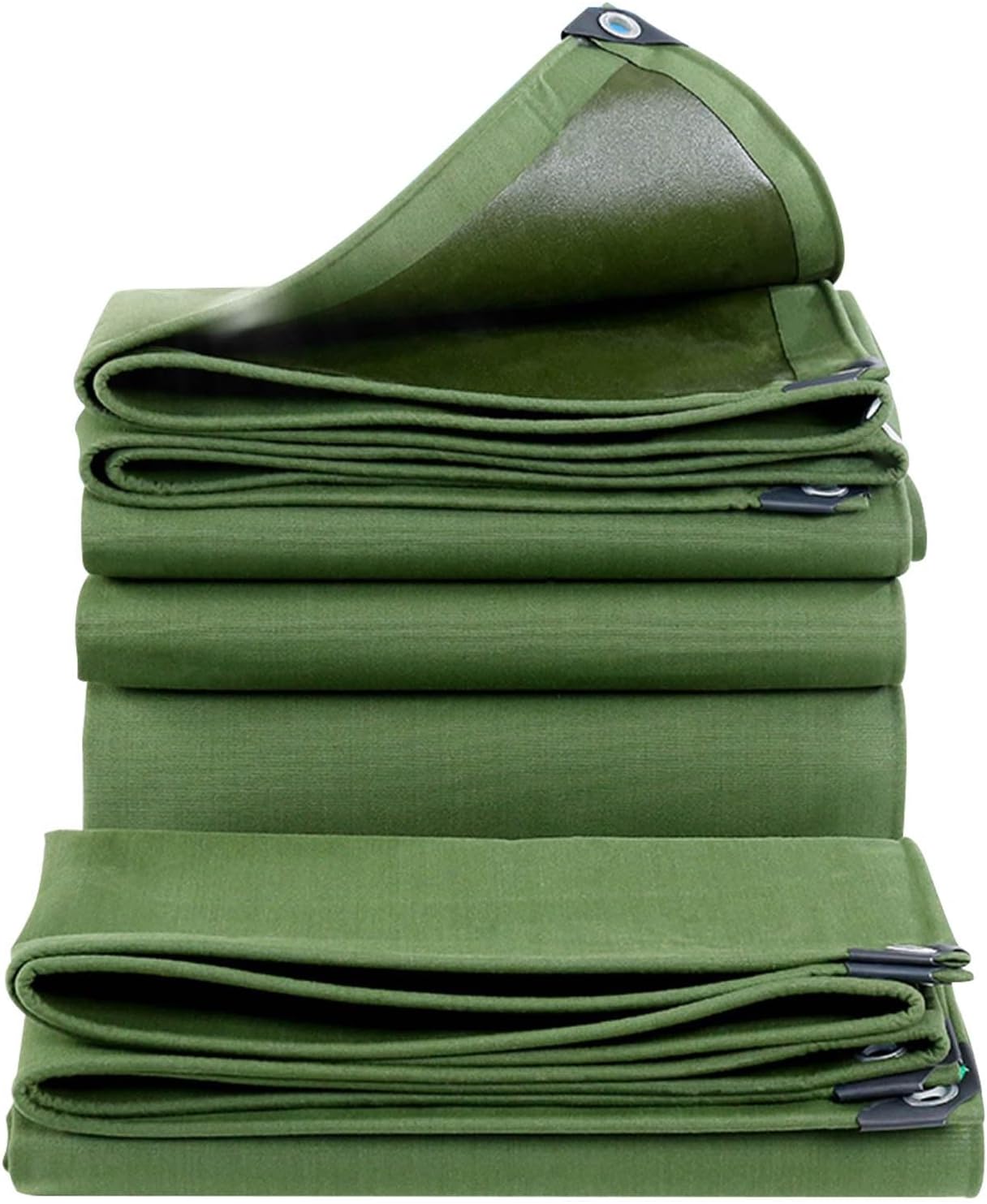 Green Tarpaulin 1.5x2m 3x4m 3x6m 4x4m 4x6m 5x5m Heavy Duty Multipurpose Canvas Cover for Tent, Roof, Camping, Woodpile,Truck with Grommets Reinforced Tarp(1x1m)