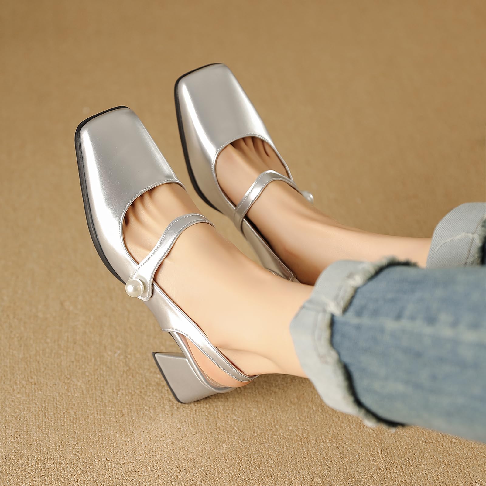 Gicoiz Mujer Punta Quadrada Moda Mary Jane Charol Boda Zapatos