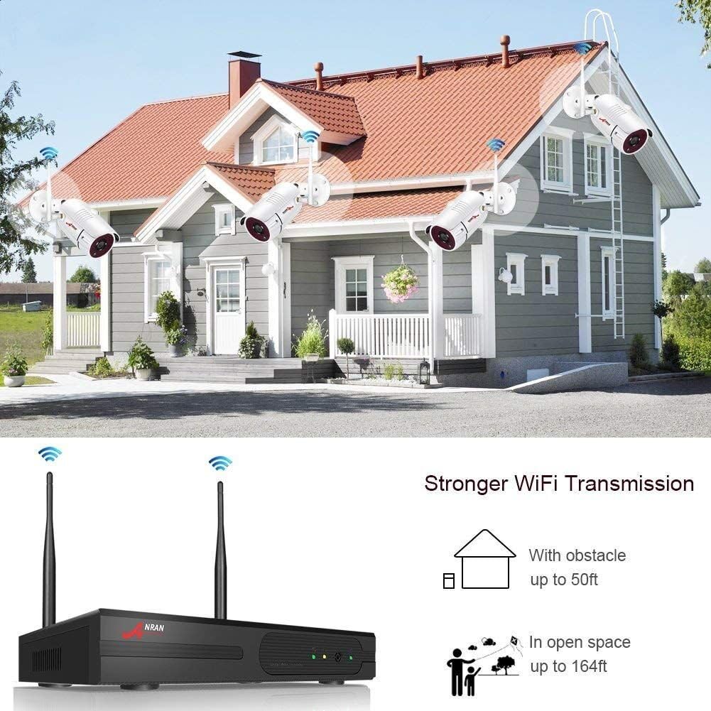 ANRAN Security Camera System Wireless Outdoor 1080P 4 Channel Video Security System with 1TB Hard Drive 4pcs 1080P HD 2.0 Megapixel Wireless Weatherproof Bullet IP Cameras Night Vision,P2P,Free APP…