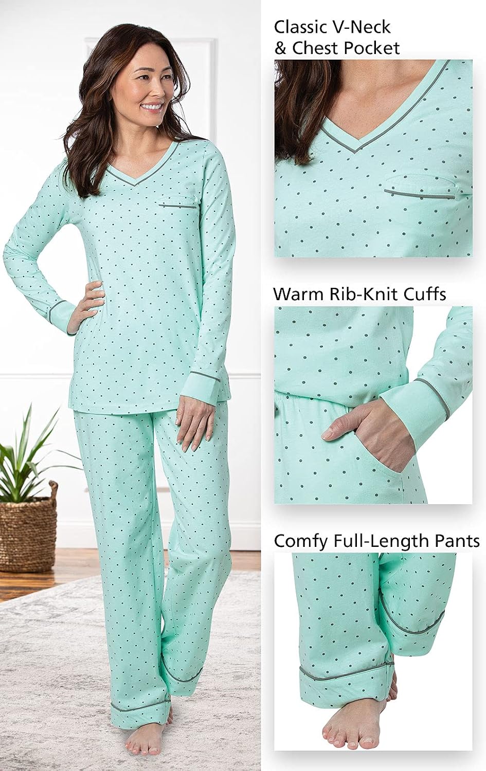 PajamaGram Pajamas For Women - Womens PJ Sets, Pullover Top, 100% Cotton