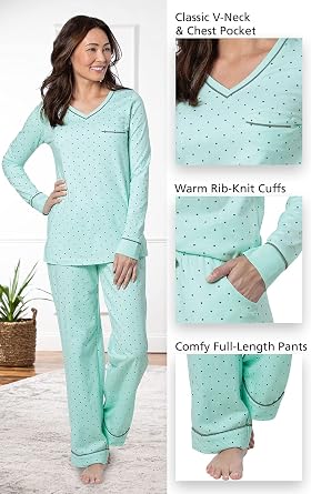 PajamaGram Pajamas For Women - Womens PJ Sets, Pullover Top, 100% Cotton