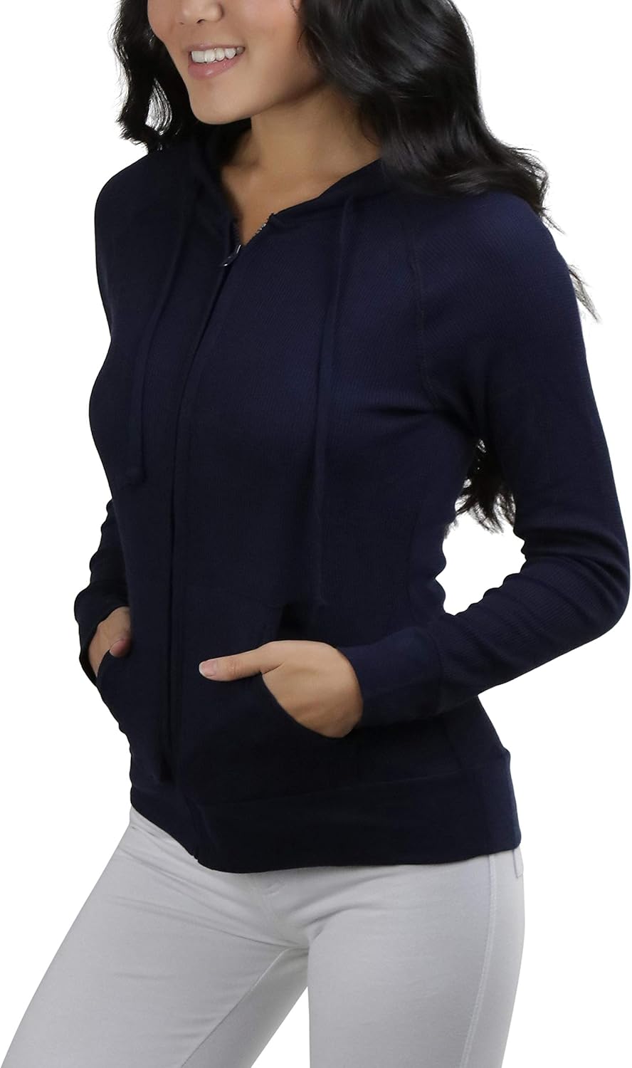 ToBeInStyle Women's Long Sleeve Full Zip-Up Thermal Hoodie - Image 3