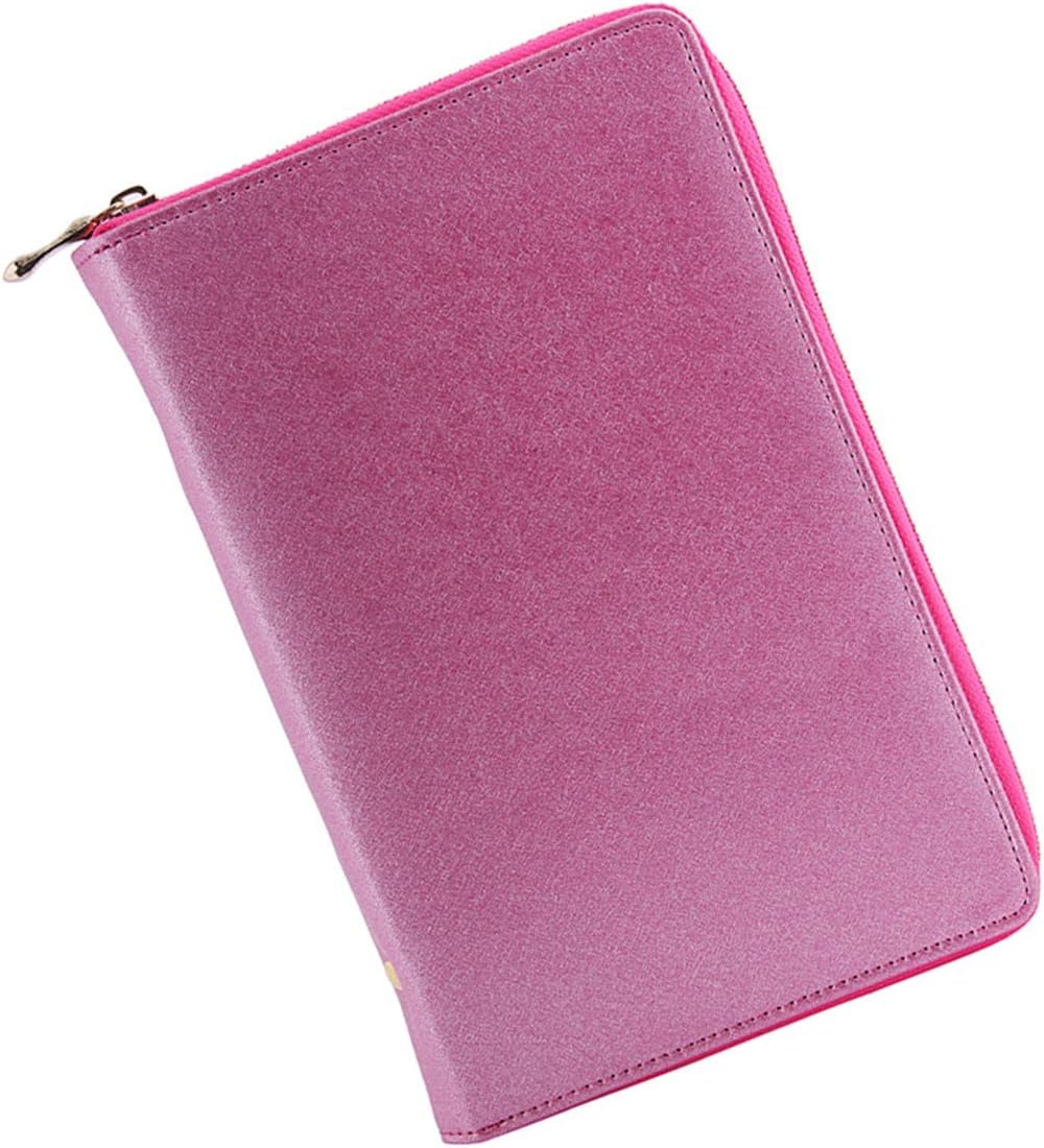 Nail Art Stamping Plate Holder Storage Bag Cases Stamp Bag Organizer Rectangular Round Organizer Holder Zipper Carrying Case 240 Slots (Pink)