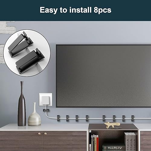 Miniatura 6 de Kit de organización de cables de 210 piezas, 5 organizadores de cables para escritorio, 28 clips para cables, 100 bridas de sujeción, 4 fundas