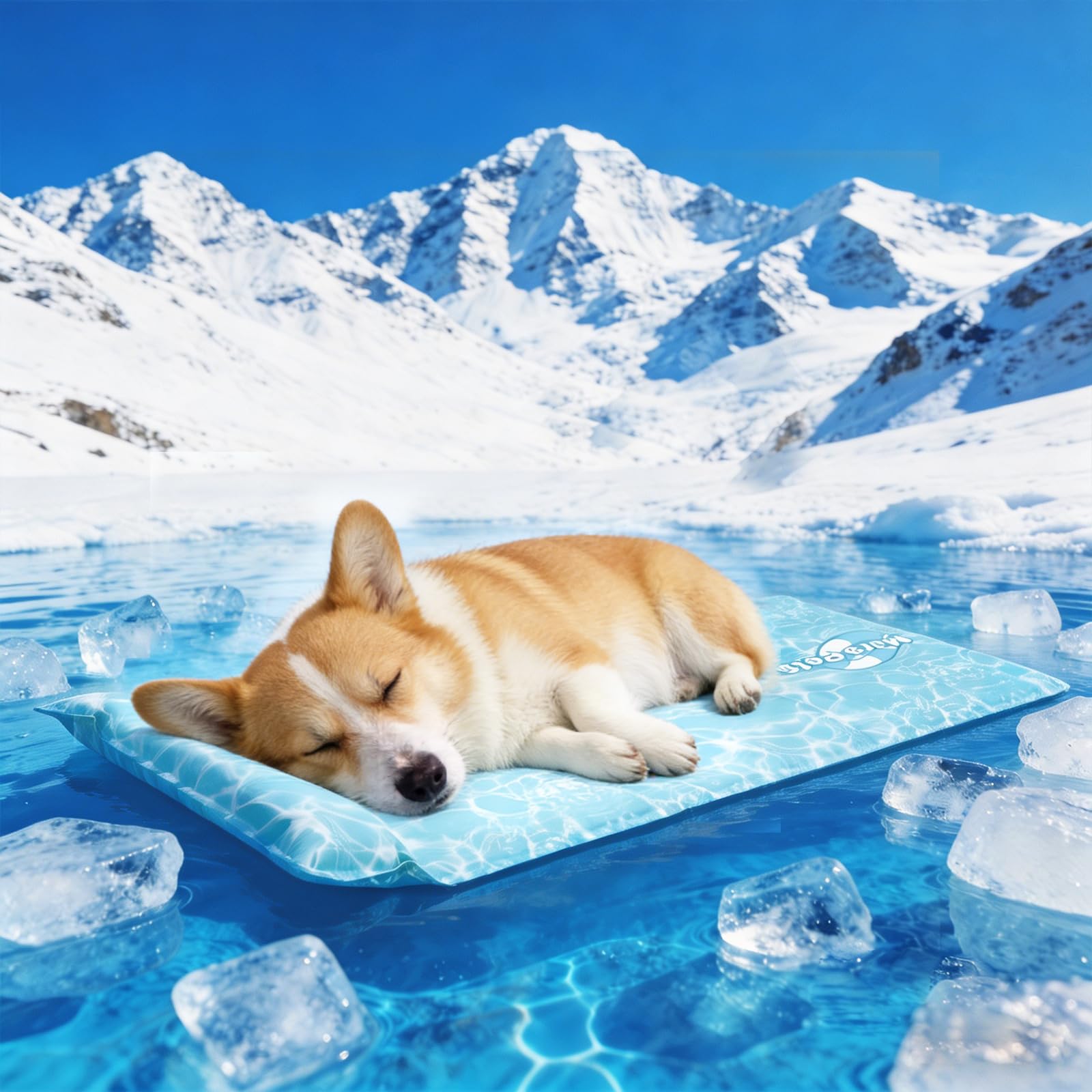 Pawtasy Dog Cooling Mat with Pillow L (90x50cm) Large Self Cooling Pet Pad for Medium Large Dogs Pressure Activated PVC Waterproof Gel Mat for Car Seat and Travel Wear & Scratch-Resistant Cooling Pad