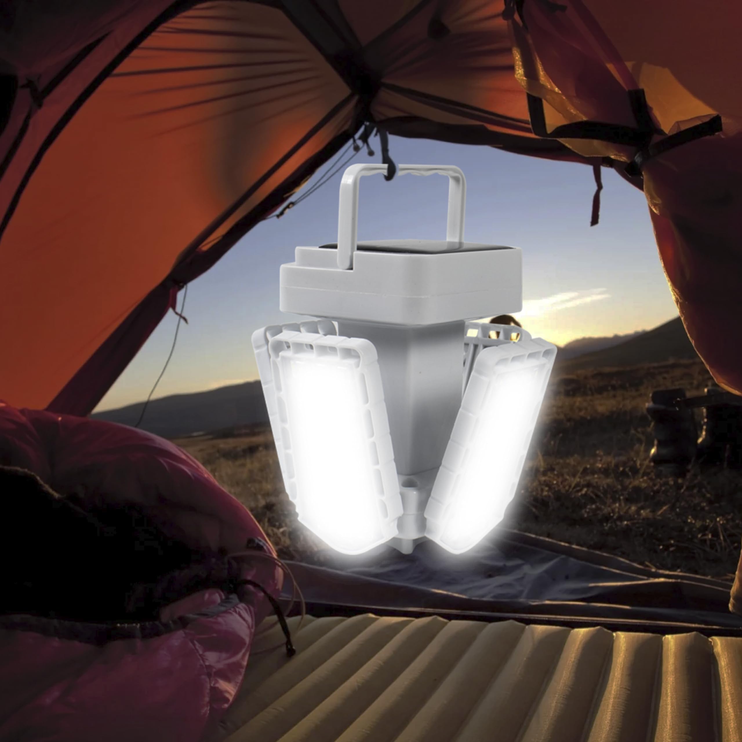 NurluceSolar Camping Lanterns Rechargeable 5600Lm 2400mAh Collapsible Solar Tent Lights 3 Lighting Modes Handheld Outdoor Solar Hanging Lamps Portable Emergency Lights for Hiking