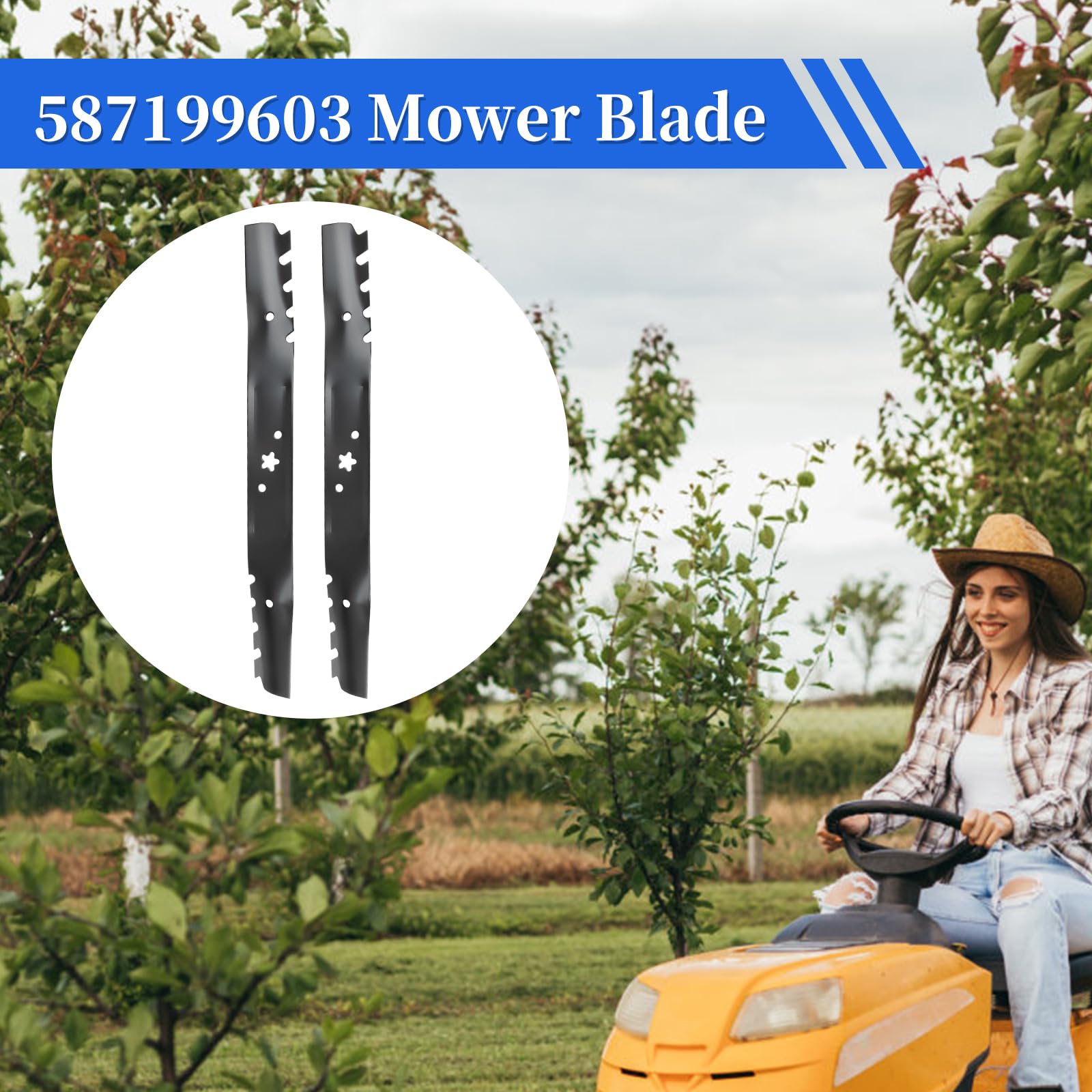 Keycci 587199603 - Cuchillas de mantillo compatibles con Hu sqvarna HU725AWD HU700H HU700F HU800AWDH 55.8 cm, repuesto de cortacésped para 587199601, paquete de 2