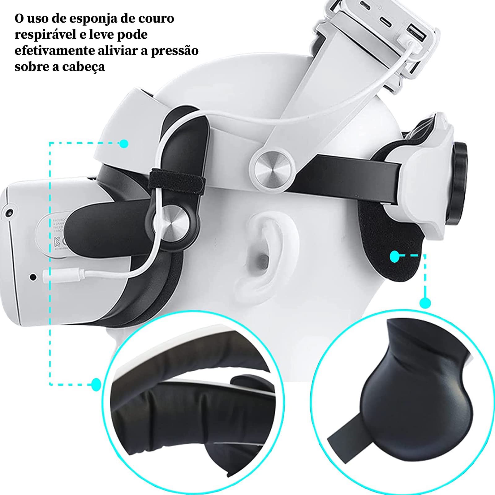 Fita de cabeça Elite para Oculus Quest 2 com suporte bateria