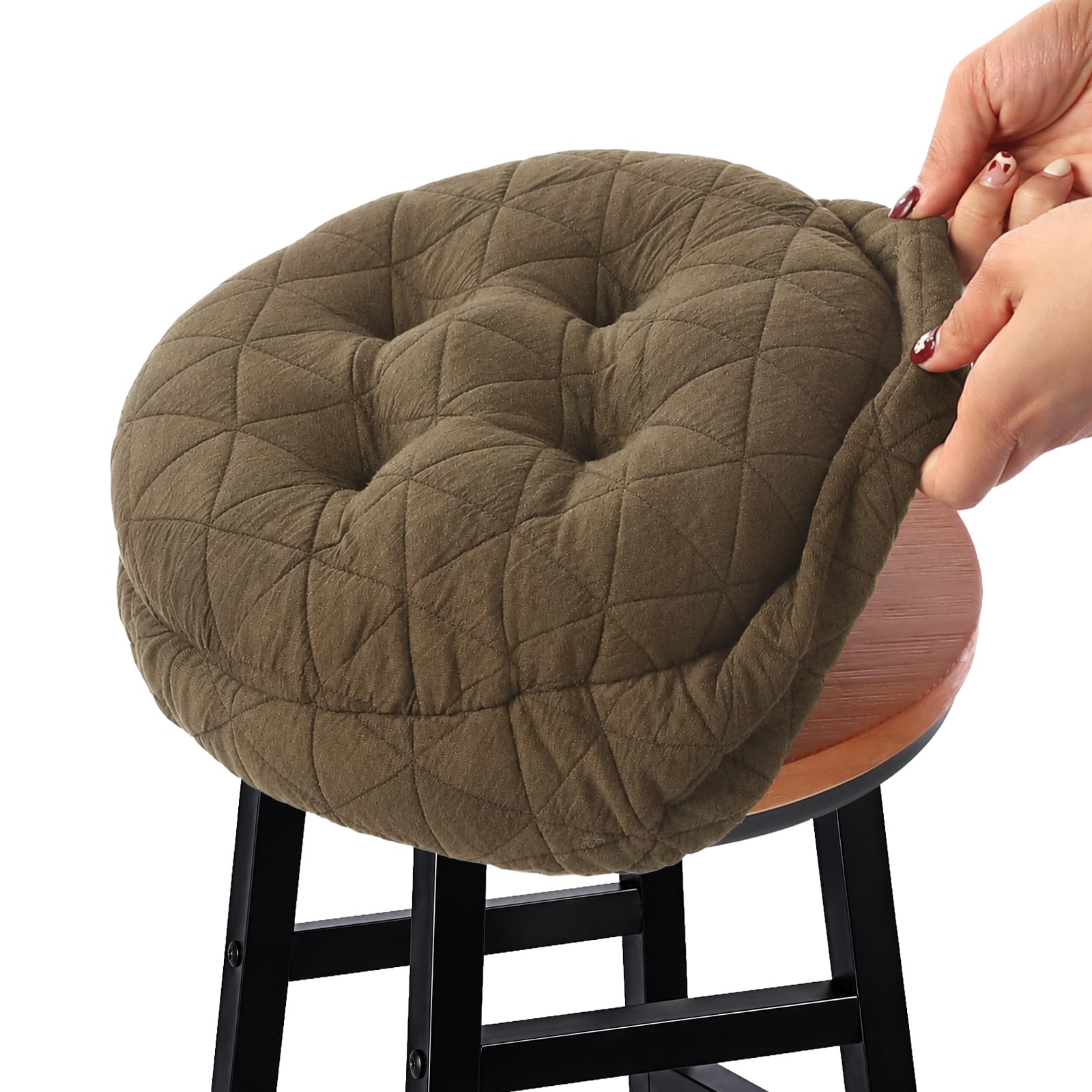 Luxury Bar Stool Cushion - Black Jacquard -26