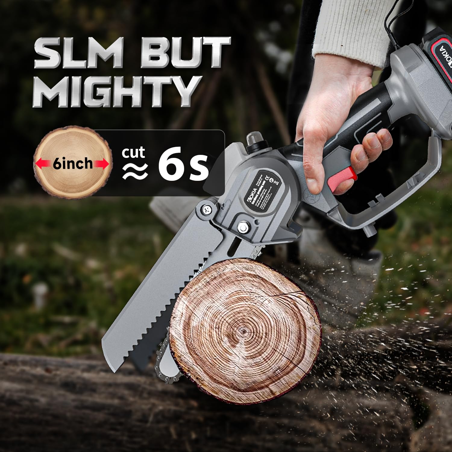 Mini motosierra inalámbrica de 6 pulgadas con 2 baterías, sierra eléctrica para rama de árbol, regalo de cumpleaños de Navidad para hombres, papá, marido, motosierras pequeñas de mano para cortar