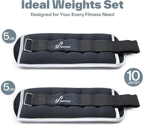 Miniatura 5 de Sportneer Ankle Weights Wrist Weights Pair of 1/2/4/6/10 LBS for Men Women Kids Strength Training Wrist and Ankle Weights Set with Reflective Strips