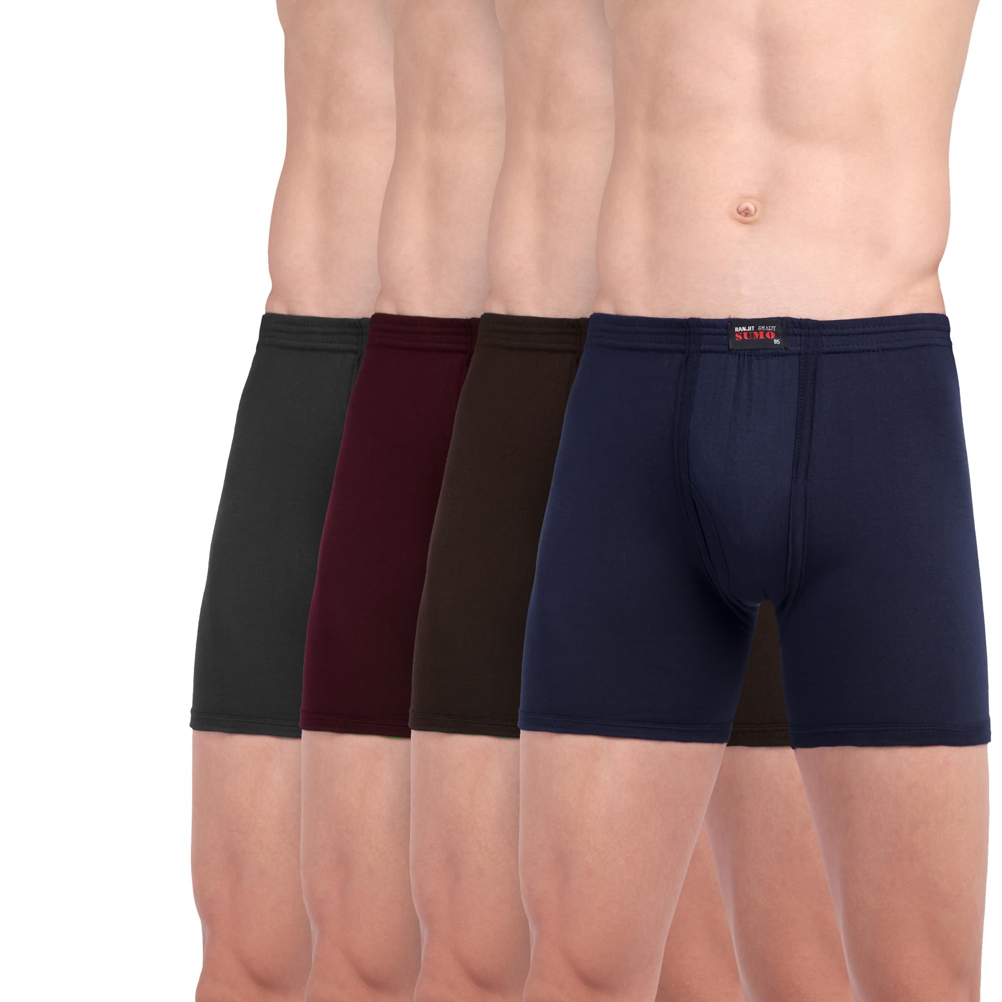 ranjit smart Trunks for Men's Long Cotton Underwear, Breathable Stretchable Underwear with Extra Leg Coverage, Comfortable Supportive Fit for Gym, Sports & Daily Use, Pack of 4-picture-36