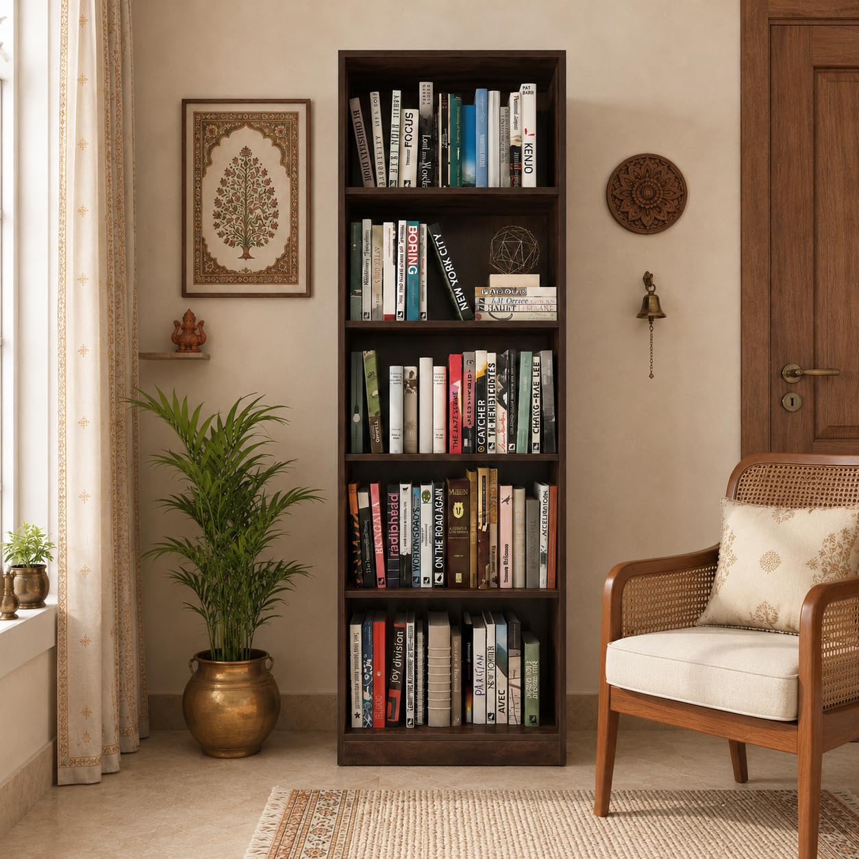 Studio Kook Libro 5-Tier Engineered Wood Bookcase, Junglewood