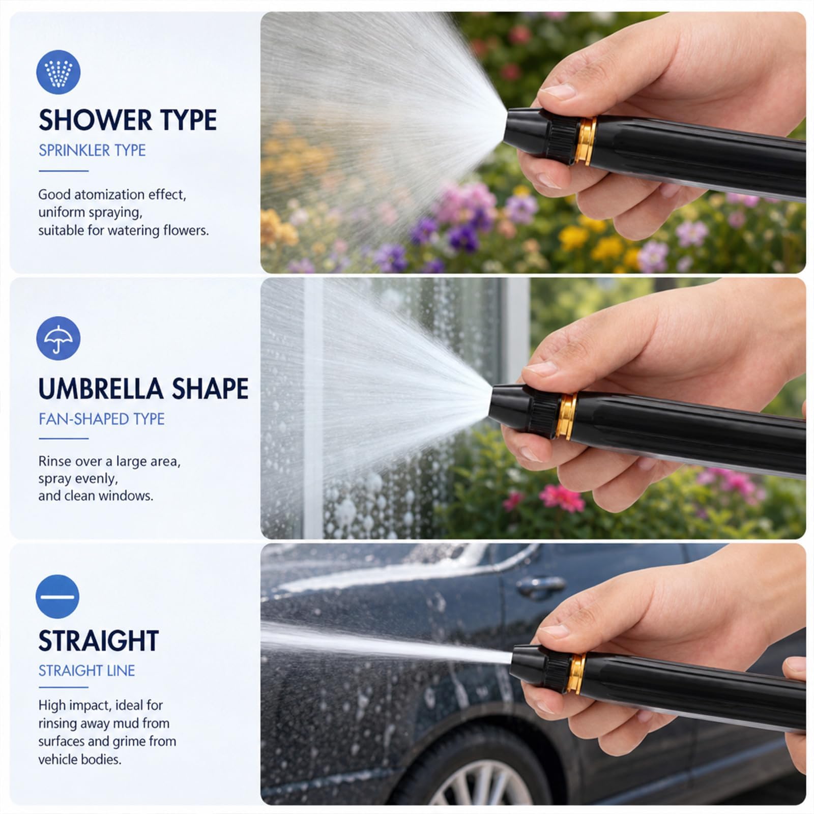 Buse Haute Pression Pour Tuyau De Jardin, Embout D'Arrosage Réglable, Accessoire De Pulvérisation Résistant