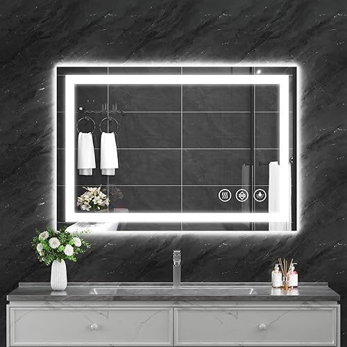 Miniatura 9 de Koonmi - Espejo de baño LED de 30 x 36 pulgadas, retroiluminación + iluminación frontal, espejo de baño LED con luces para pared, 3