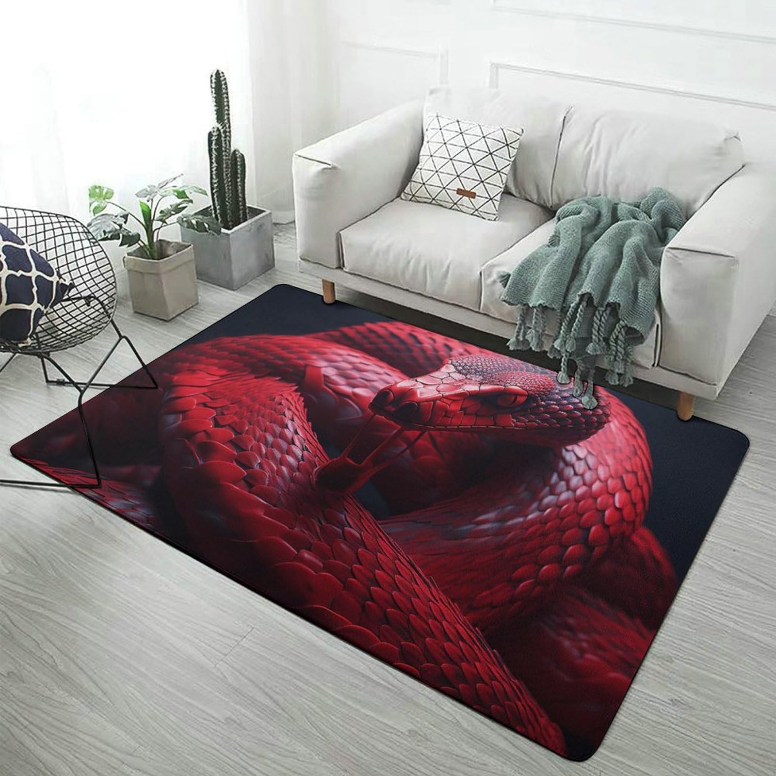 Tapis de sol absorbant et antidérapant, grand tapis lavable motif serpent