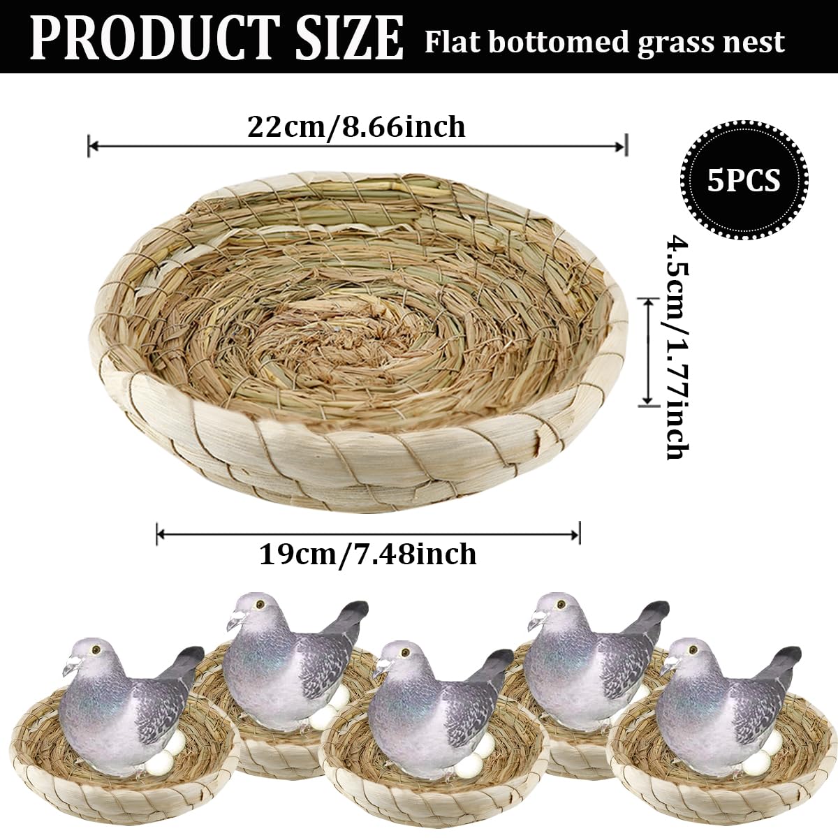 Nido de palomas, cuencos para nido de pájaros, nido de madera para cría de palomas (nido natural)