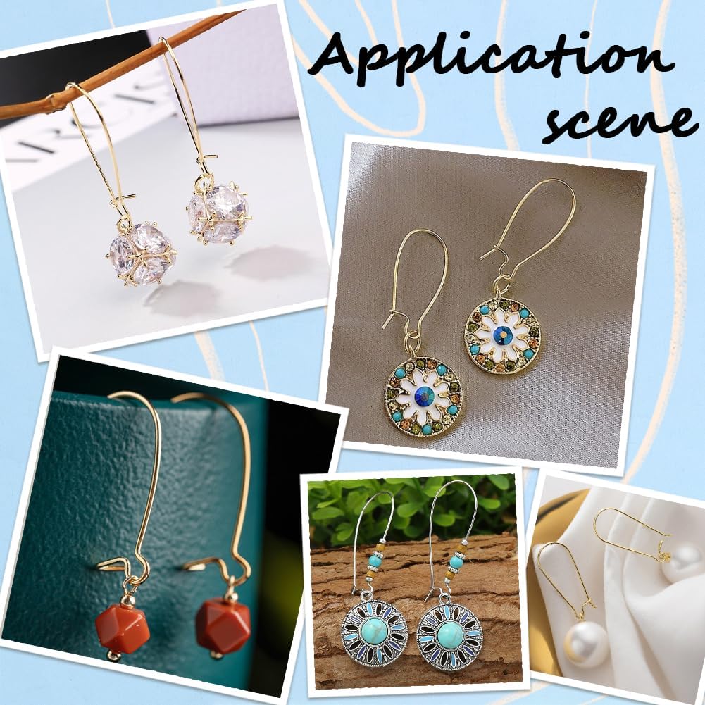 1 Box 120Pcs Gold Kidney Earring Hooks Stainless Steel Kidney Ear Wires Hooks Dangle U Shaped Teardrop Ear Wire with 33mm Long Hoop Kidney Ear Wires for Jewelry Making Supplies DIY Craft - Image 6