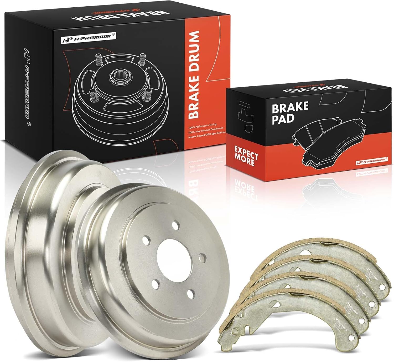 A-Premium 10.68 inch (271.2mm) Rear Brake Drums + Ceramic Shoes Set Compatible with Select Chevrolet and GMC Models - Colorado 2009-2012, Canyon 2009-2012, 6-PC Set