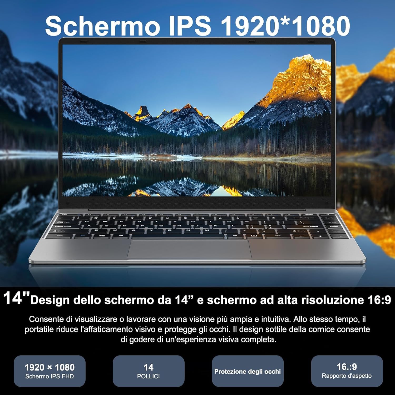 bvate PC Portatile 14 pollici Notebook Win 11 upto 2.8 GHz 128 GB ROM Supporta l'espansione SSD 1TB Celeron N4020 2.4G+5G WiFi 4.2 USB HDMI Tastiera italiana membrana mouse senza fili-Grigio-FXJ