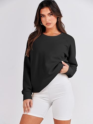 Miniatura 8 de ANRABESS - Sudadera de gran tamaño para mujer, cuello redondo, manga larga, tipo túnica, con cremallera lateral, sudadera con capucha, suéter de