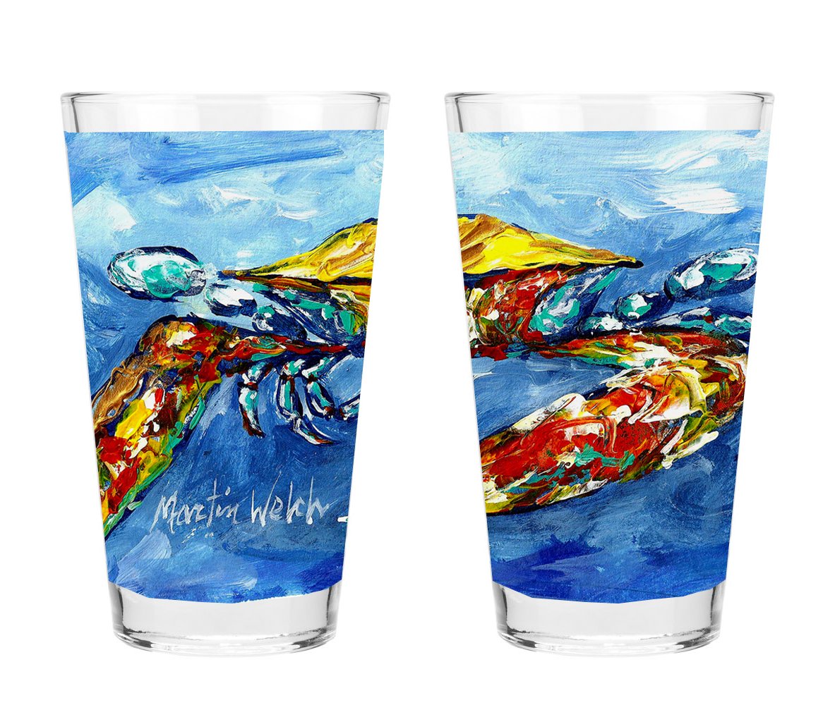 Caroline's Treasures MW1170PINT Blue Crab 16 ounce Mixing Glass Pint Glass for Beer, Margaritas, Sodas and More, Restaurant Quality Glassware