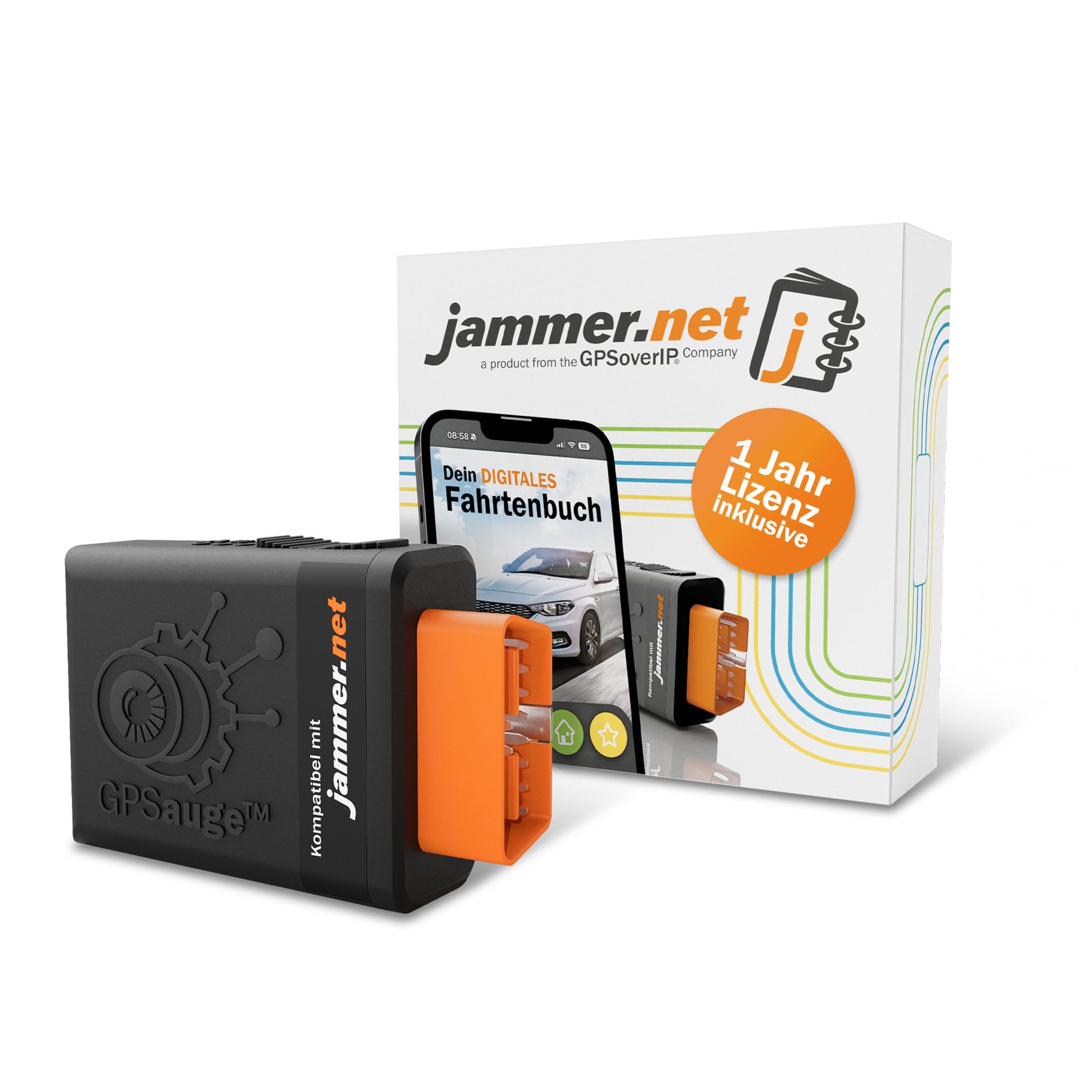 Jammer.net - Digitales Fahrtenbuch, finanzamtkonform: GPSauge OBD-Stecker, inkl. Jahreslizenz, Portalzugang am PC & mobiler App. Für alle Fahrzeuge geeignet. Kein Vertrag! (Basispaket)