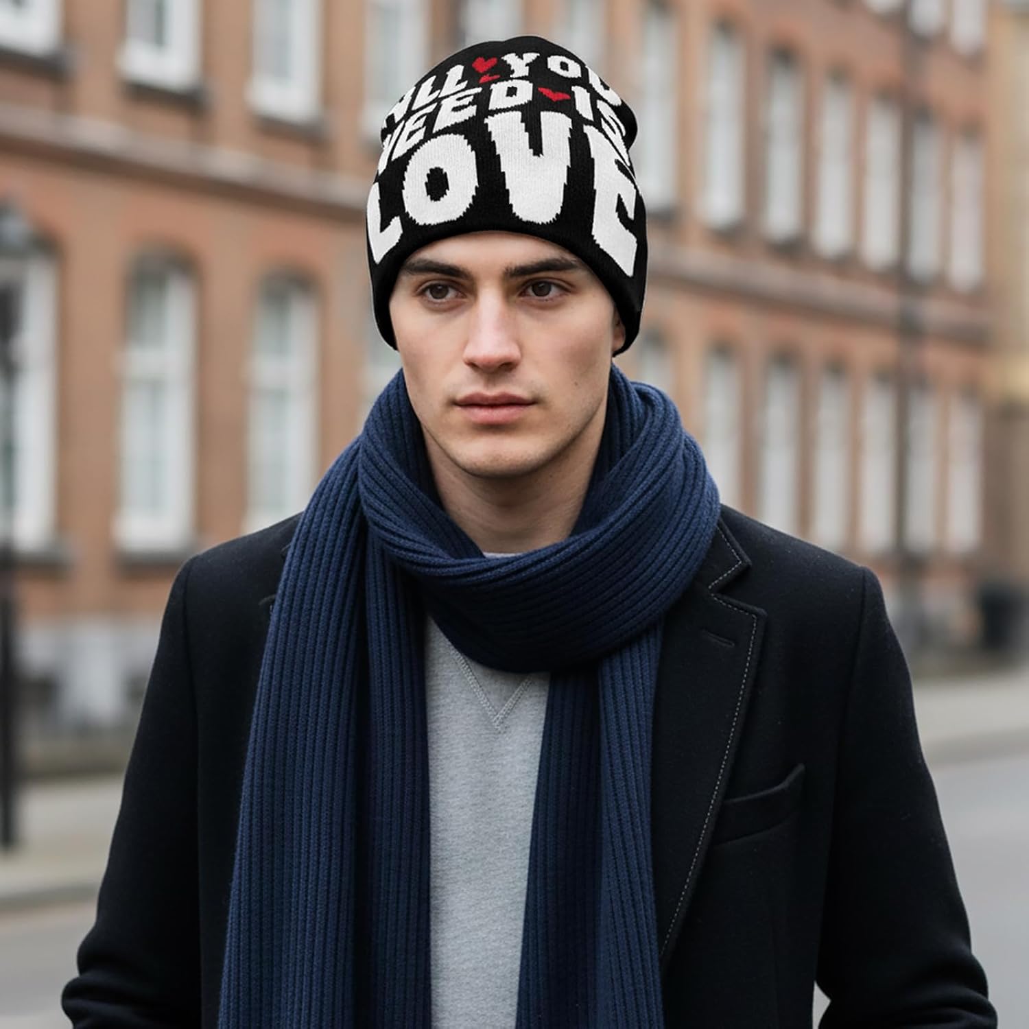 YAMEIZE Letter Beanie Hat for Women Men - Letter Graphic Beanies Soft Slouchy Knitted Hat Skull Cap Grunge Rap - Image 7