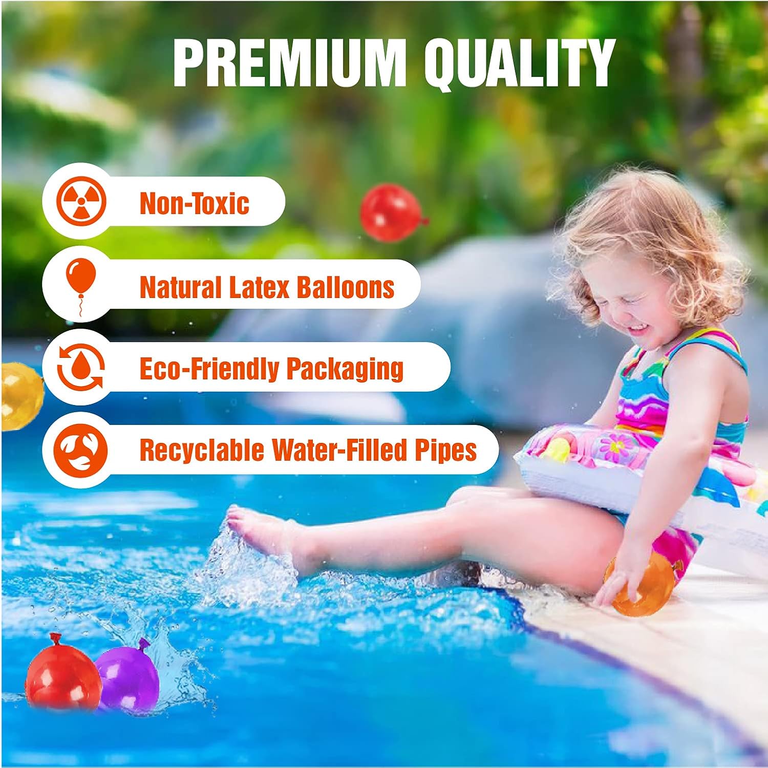 555 PCS AQUAZA Latex Water Bomb BalloonsWater BalloonsSelf Filling