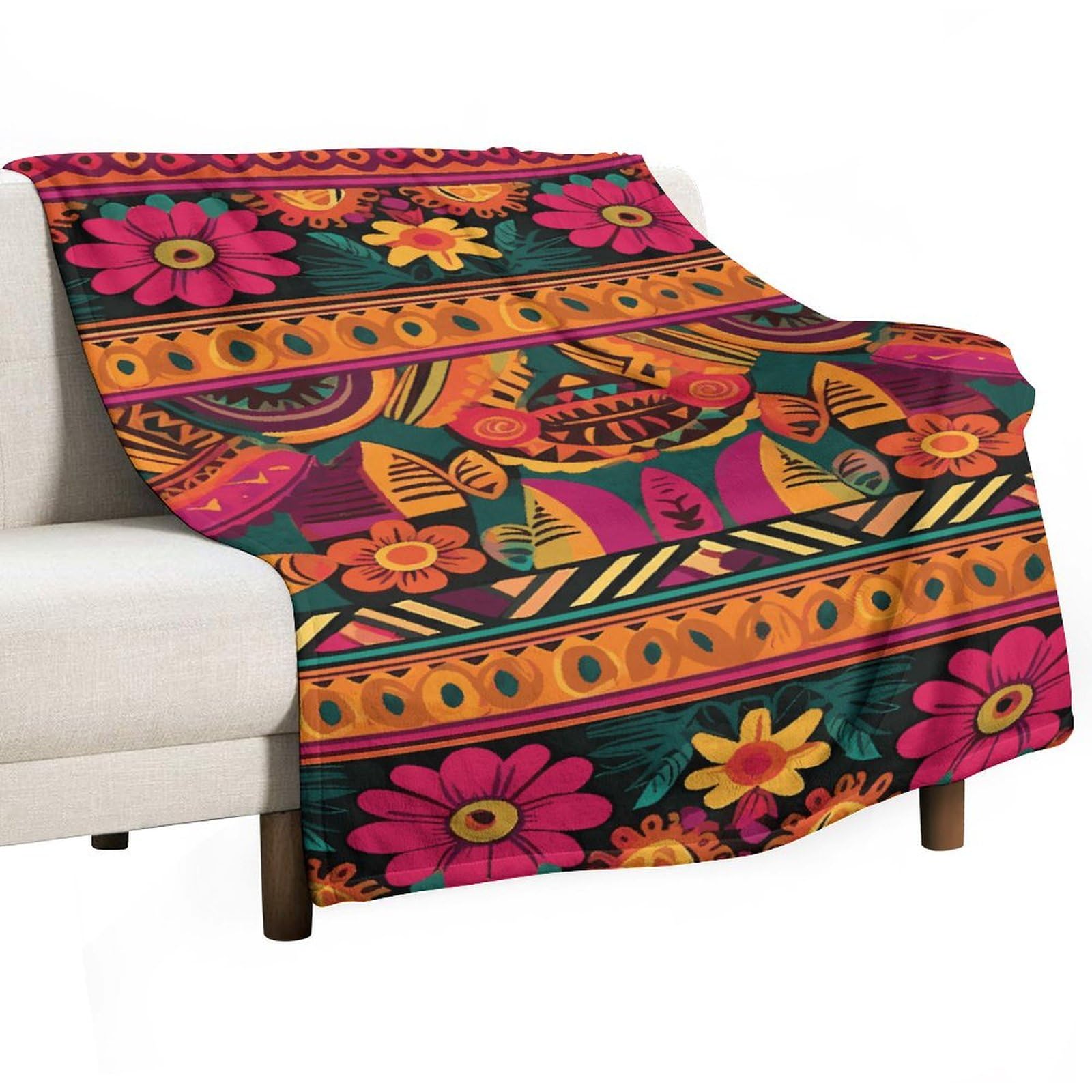 Couverture polaire en flanelle bohème 76x127 cm pour lit et canapé