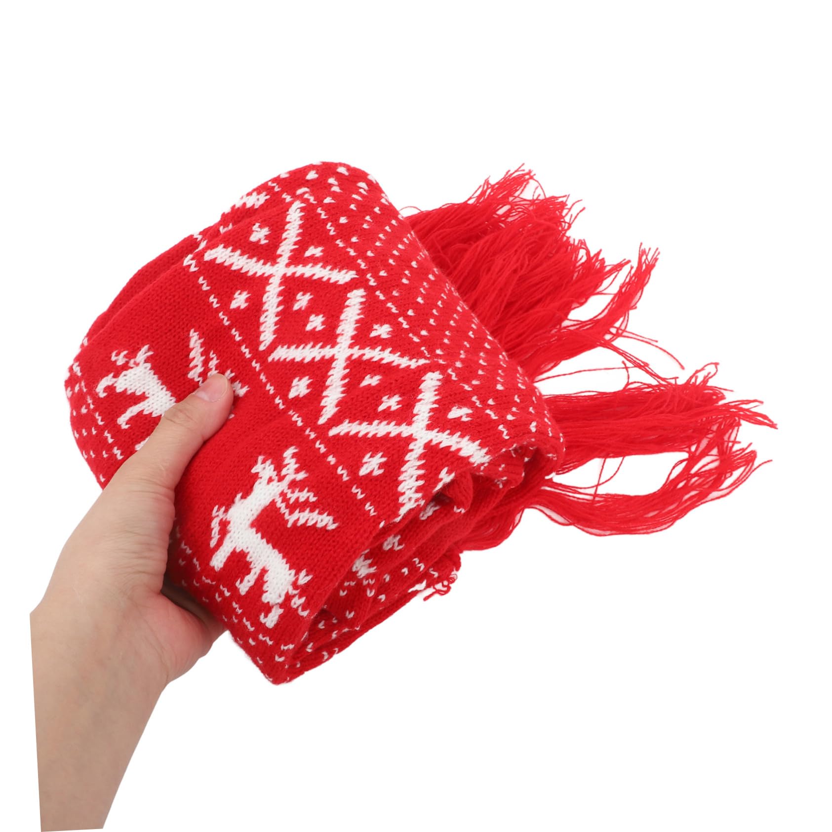 Homoyoyo Sciarpa Natalizia in Lana Lavorata a Maglia Rossa, Sciarpa Invernale Calda e Morbida Dettagli Natalizi, per Occasioni Casual Freddo Inverno