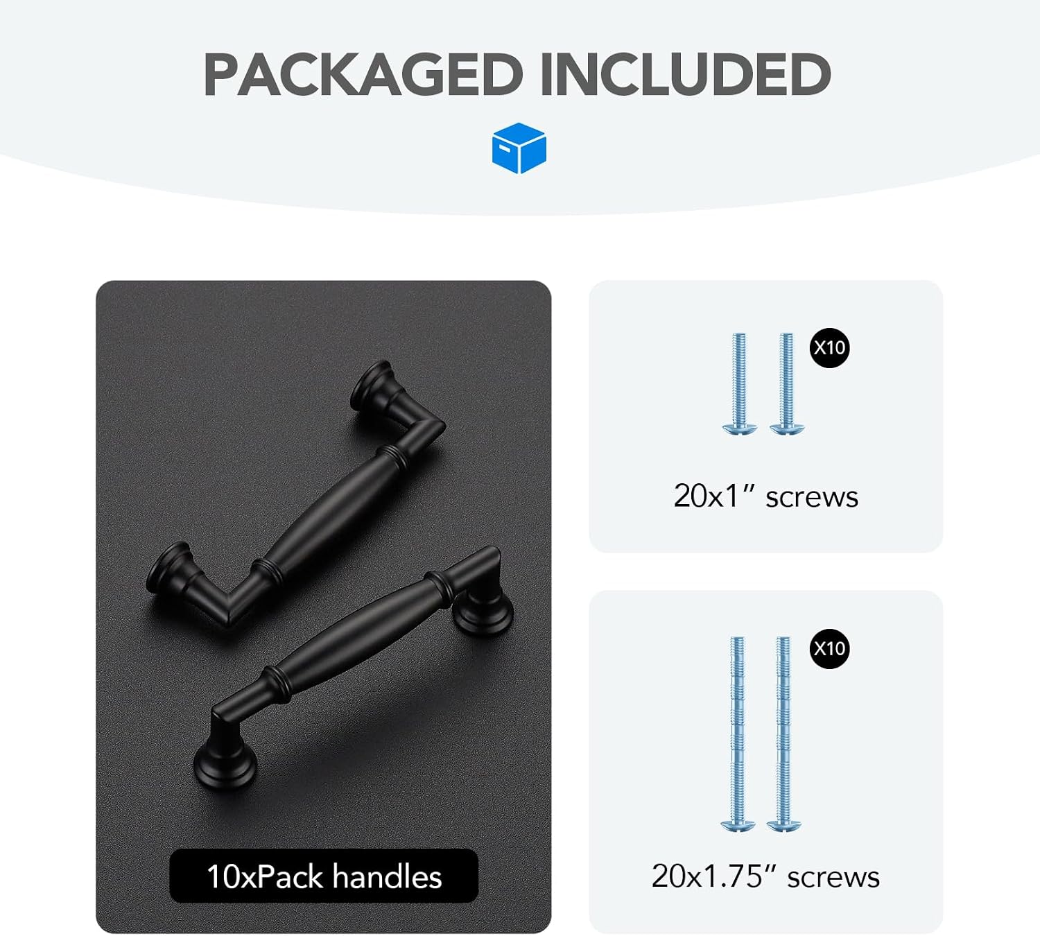 HOME EDIT 10 Pack 3-3/4 Inch Matte Black Cabinet Handles Solid Zinc Alloy Pulls for Kitchen, Dresser, Closet & Bathroom Cabinets Hardware
