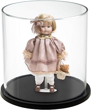 SOURCE ONE LLC Premium Clear Acrylic Round Display Cases Available in 3 Sizes with Clear or Black Bases