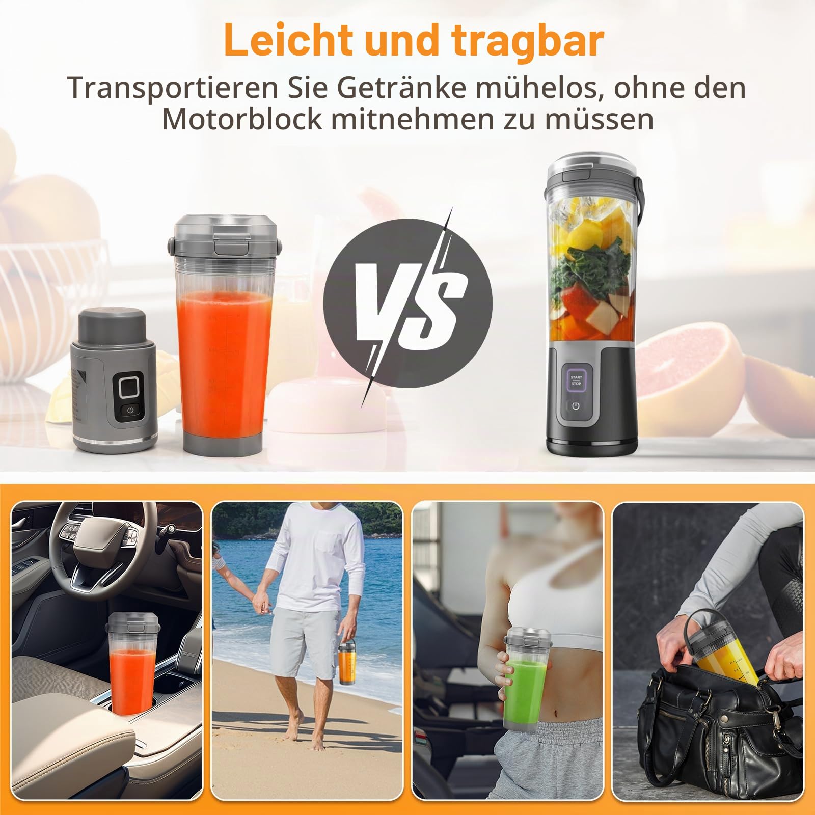 Klingenabdeckung und Behälter Deckel für Ninja Blast Tragbarer Mixer BC100 Series und BC151 Serie Zubehör, Auslaufsicher Ersatzdeckel, Spülmaschinenfest, Lebensmittelecht(Grau)
