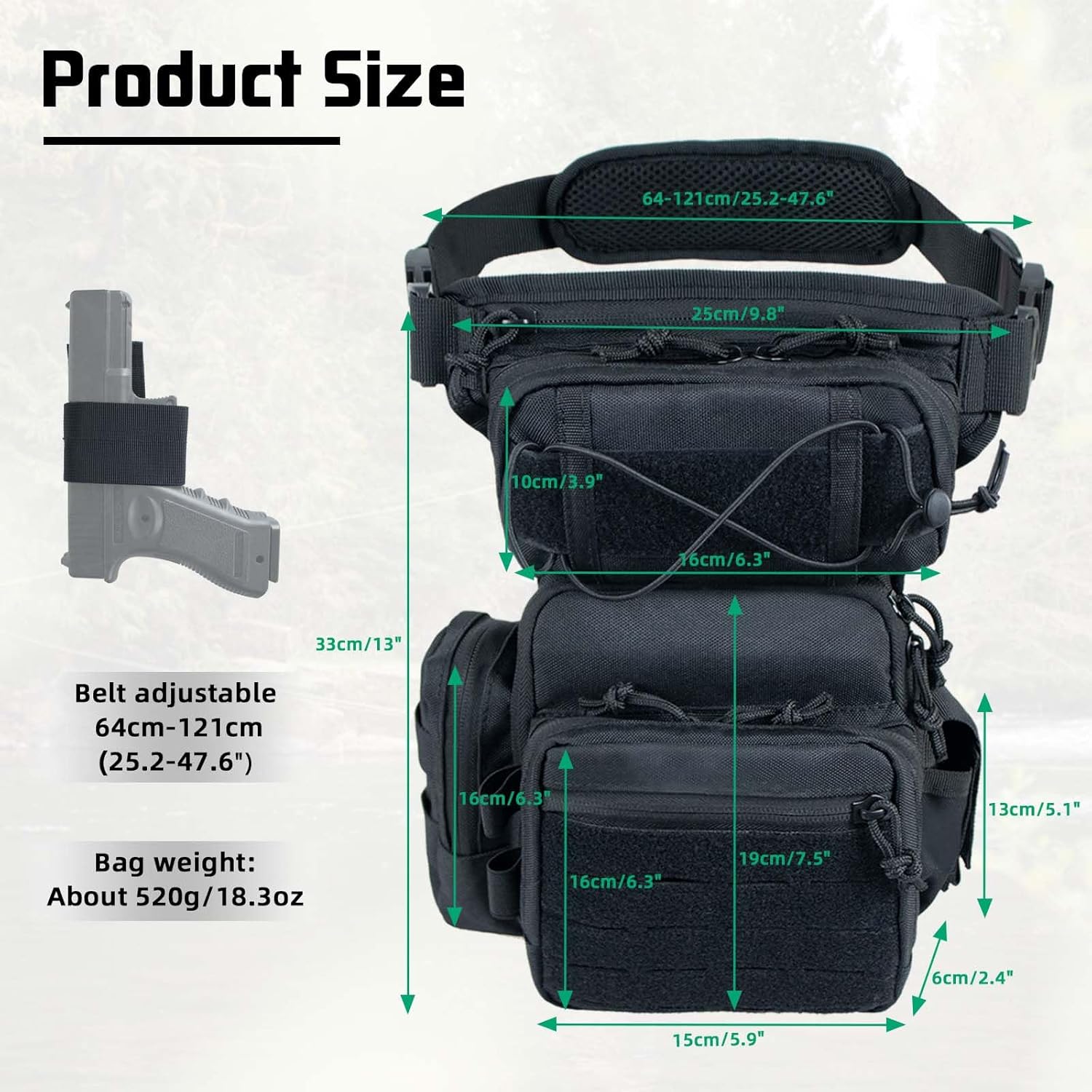 Tactical Drop Leg Bag For Men, Black Crossbody bag Backpack Thigh Pouch Military Hunting Outdoor Sling Bags Motorcycle Tool Work Waist Leg Pouch Bags Women Fanny Pack