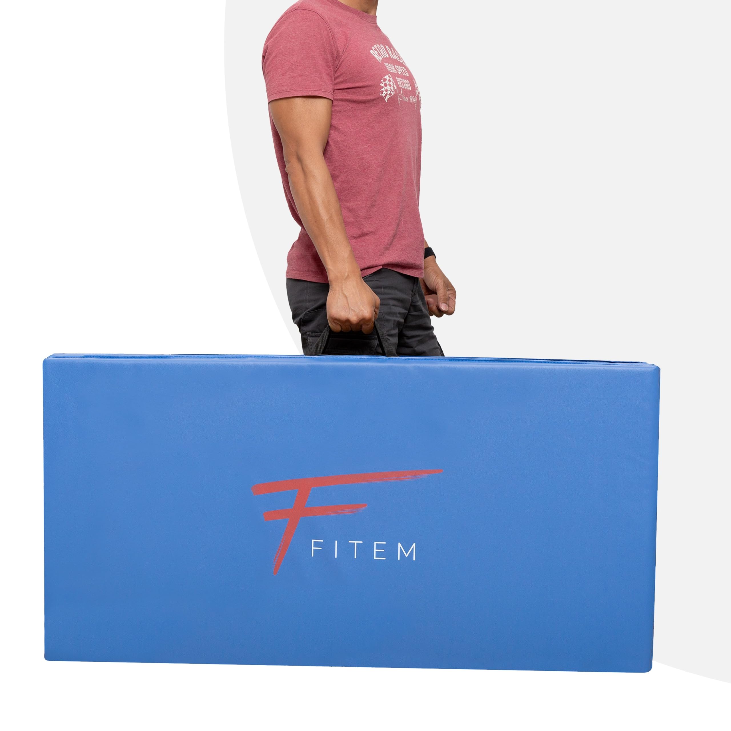 Fitem opvouwbare fitnessmatten met handgrepen en draagtas, geschikt voor yoga, pilates, fitness, MMA, sport, gymnastiek en krachttraining, comfortabel thuis of onderweg