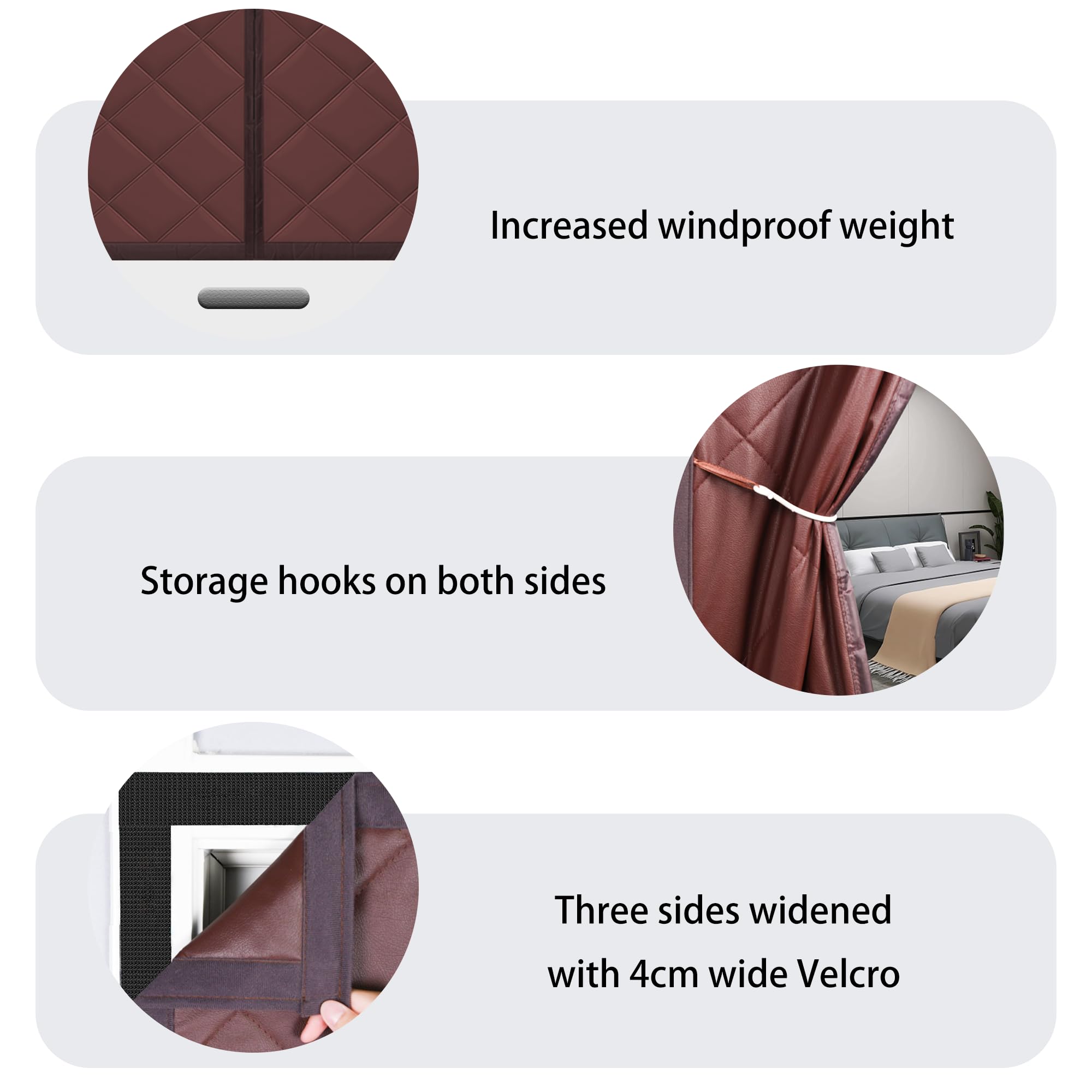 Thermique 117 x 289 cm Intérieur & Extérieur Protection Froid Porte Hiver Tissu Imperméable Agt Chill Marron Économie d'énergie Boudin de courant
