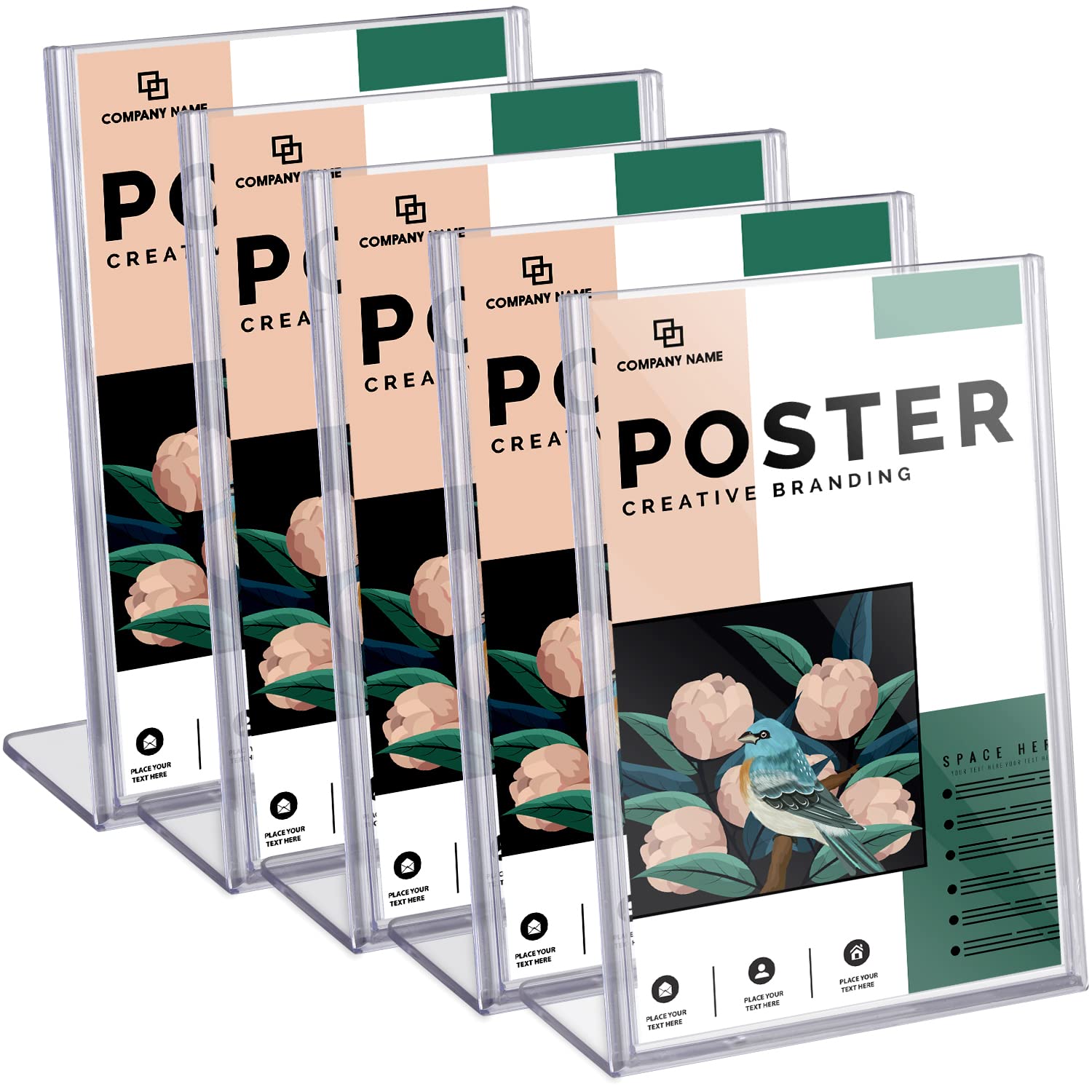 5 Pack A4 Acrylic Sign Holder, Clear Plastic Display Sign Stands, Table Menu Holder Slanted Display Stand for Restaurant, Store, Hotel, Office, Exhibition,TPA4