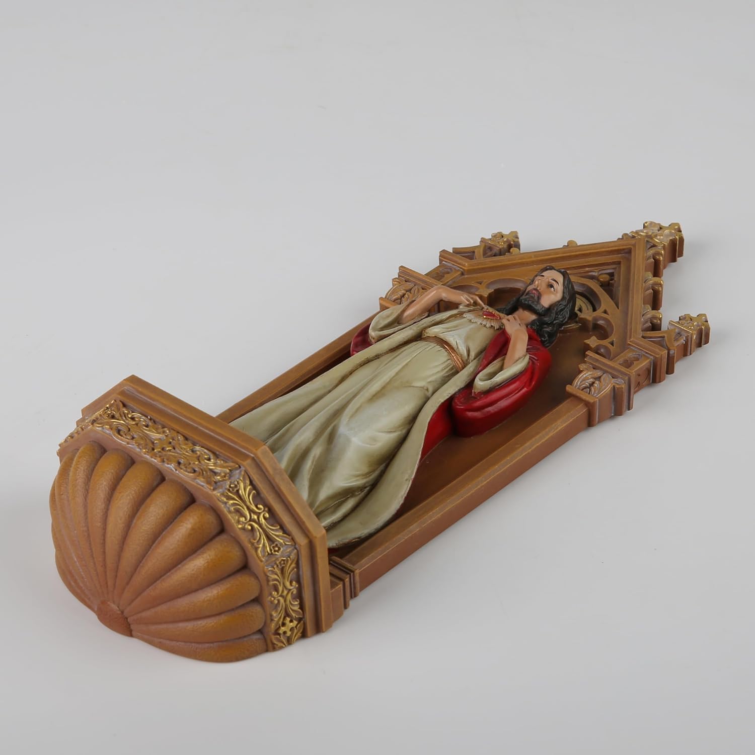 BC Catholic Sacred Heart of Jesus Statue, 9" H Holy Water Font Wall Plaque, Inspirational Home Décor, Religious Gift, Renaissance Sculpture Handmade by Buildclassic - Image 6