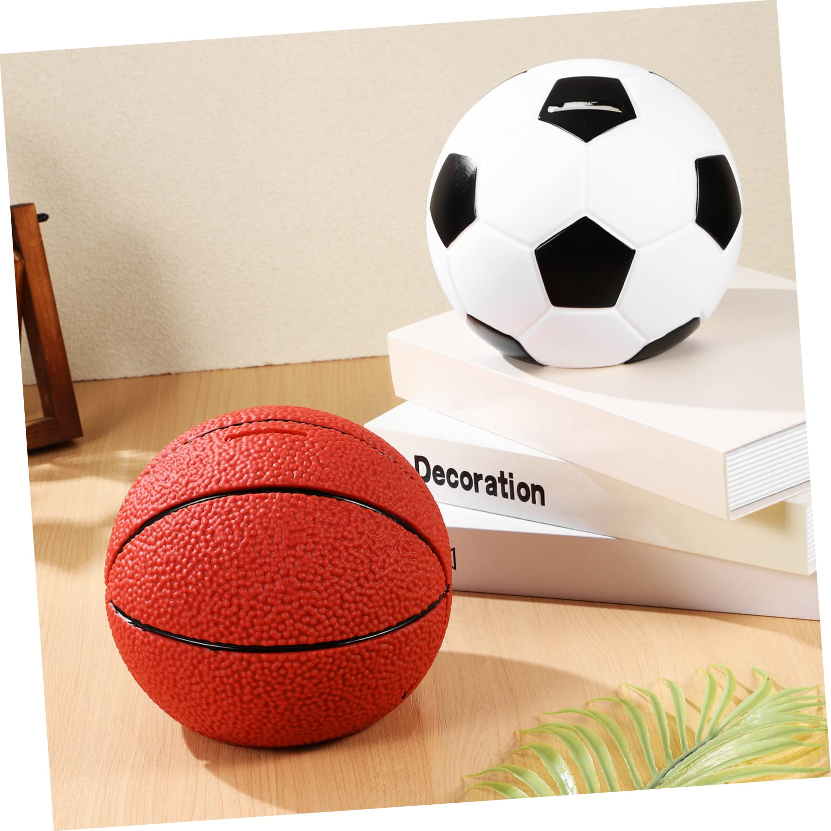 BESTonZON 2 Pezzi Salvadanaio Cartoni Animati in Vinile, Palla da Basket Calcio, Formato Portatile per Risparmio Soldi, Casa e Compleanno