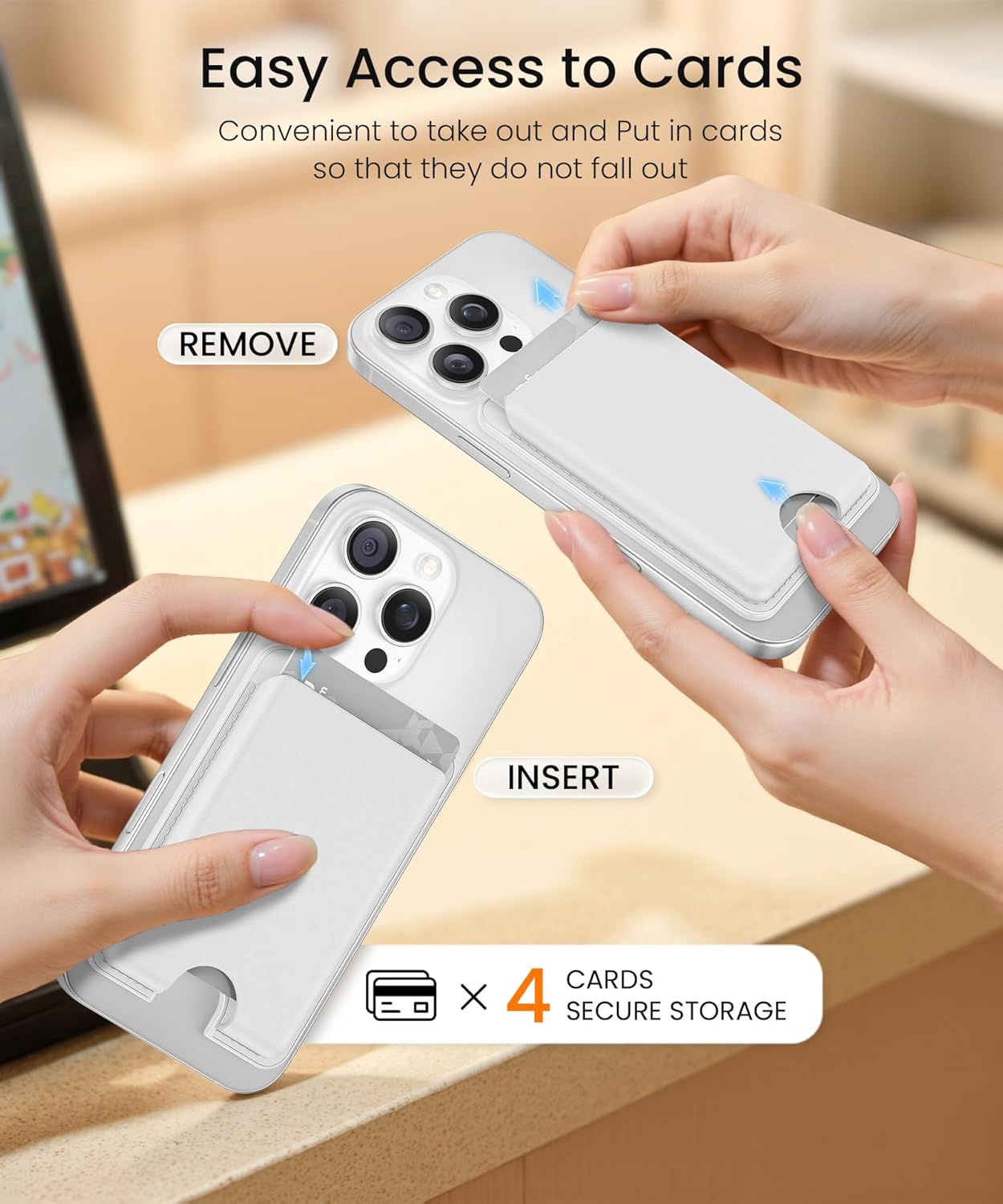 GONEZ for iPhone 14 Pro Case with Magsafe Wallet, with Screen Protector + Camera Lens Protector, Soft Anti-Scratch Microfiber Lining, Shockproof Liquid Silicone Phone Cover, White